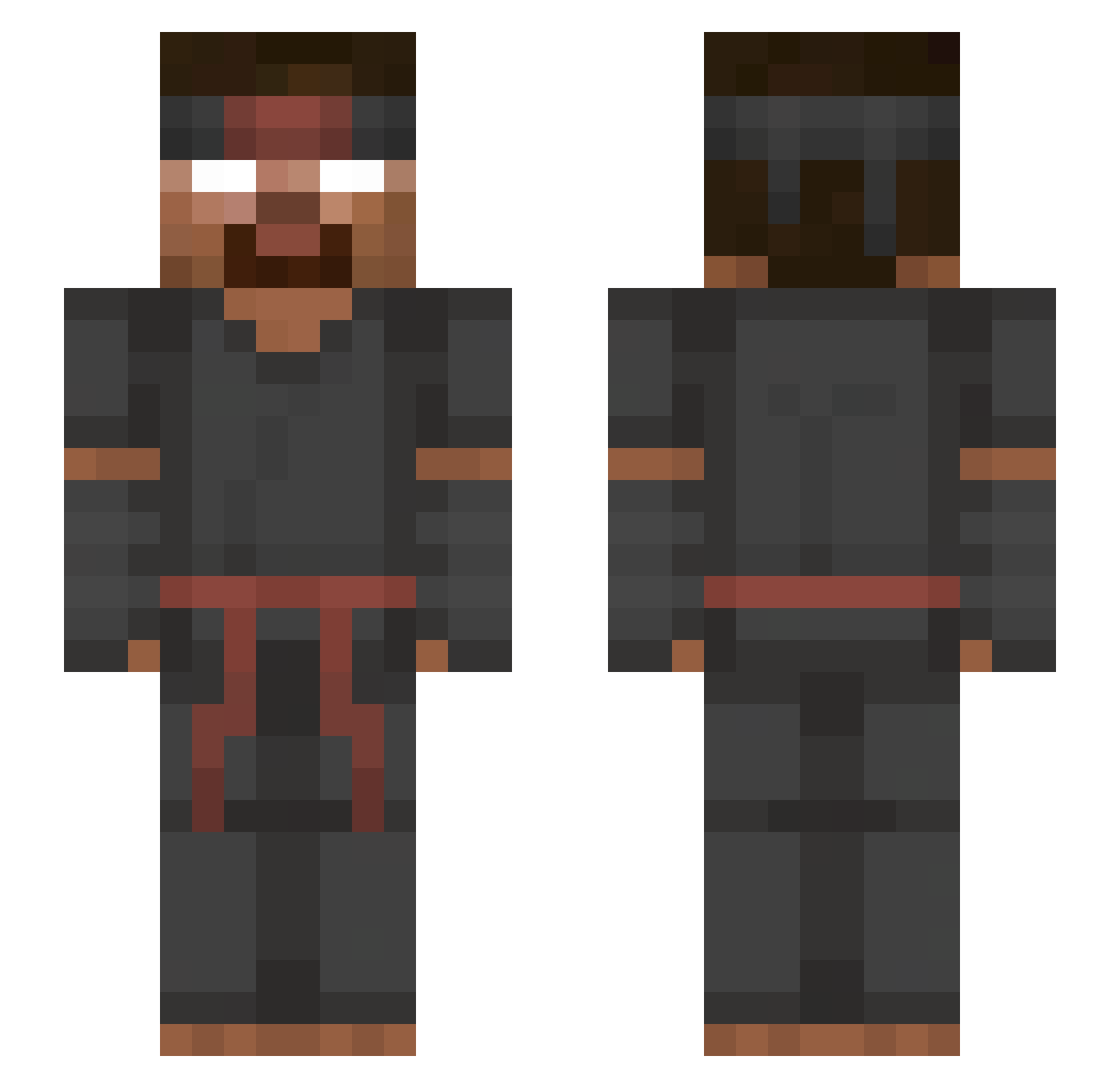 Bxnker Minecraft skin, front and back view