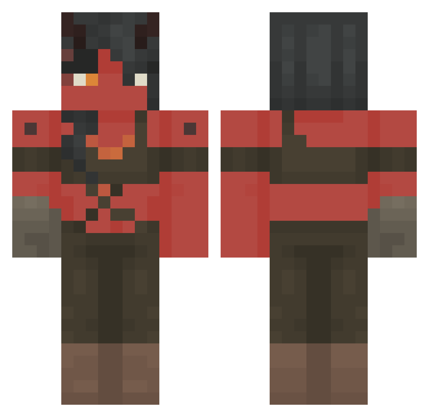 JaxxynTheBox Minecraft skin, front and back view