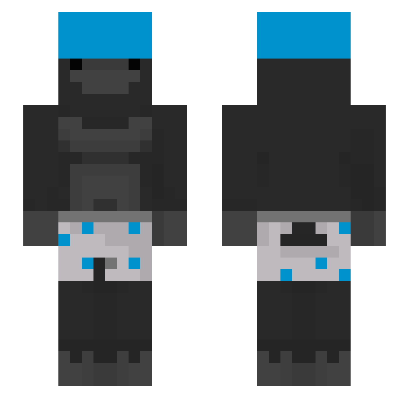 OllieStarr Minecraft skin, front and back view