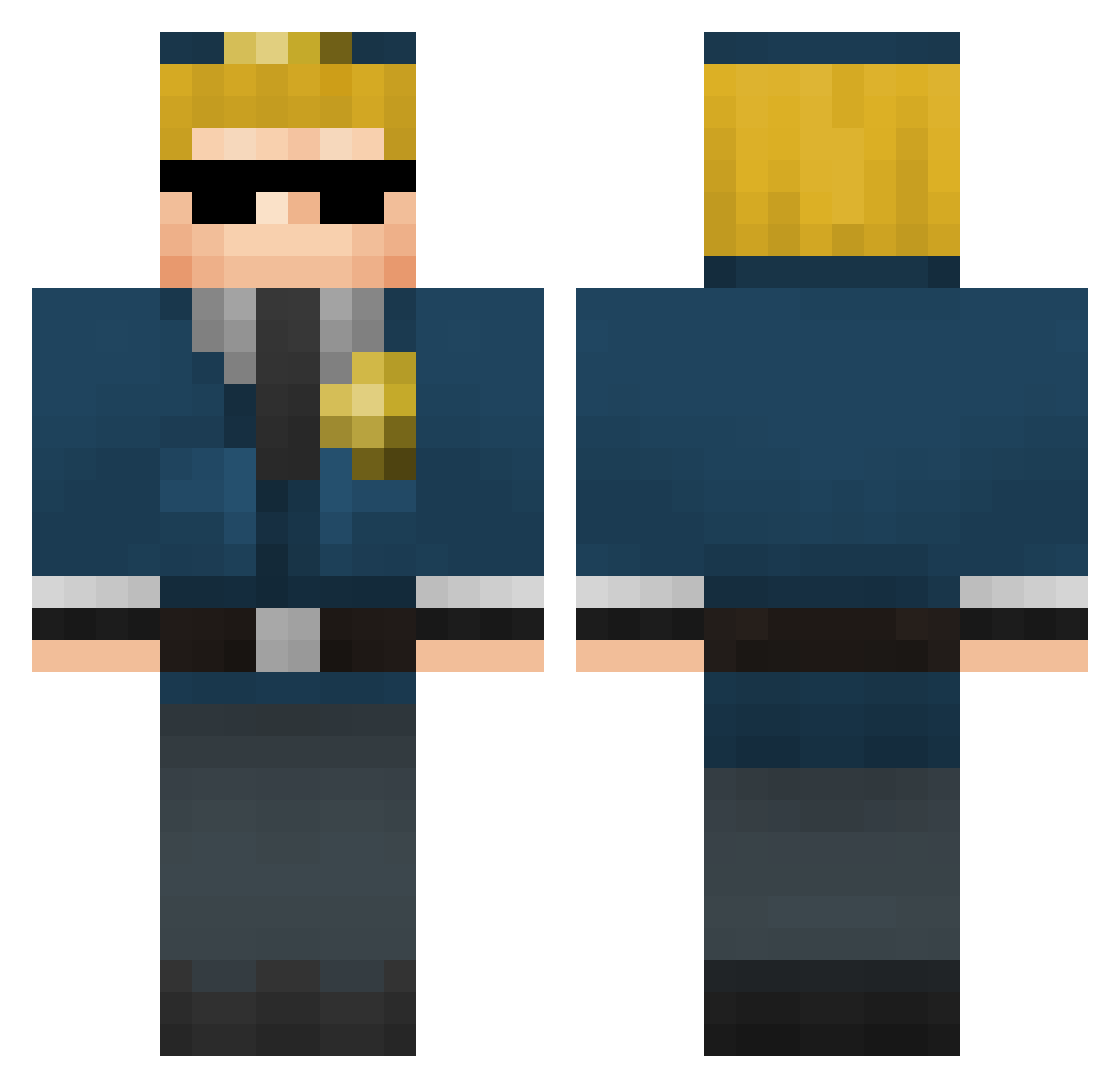 BasedBustin Minecraft skin, front and back view