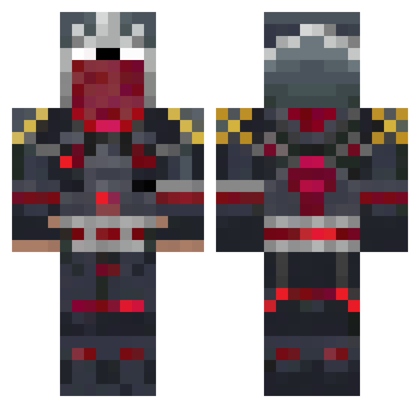 CanaryMacros Minecraft skin, front and back view