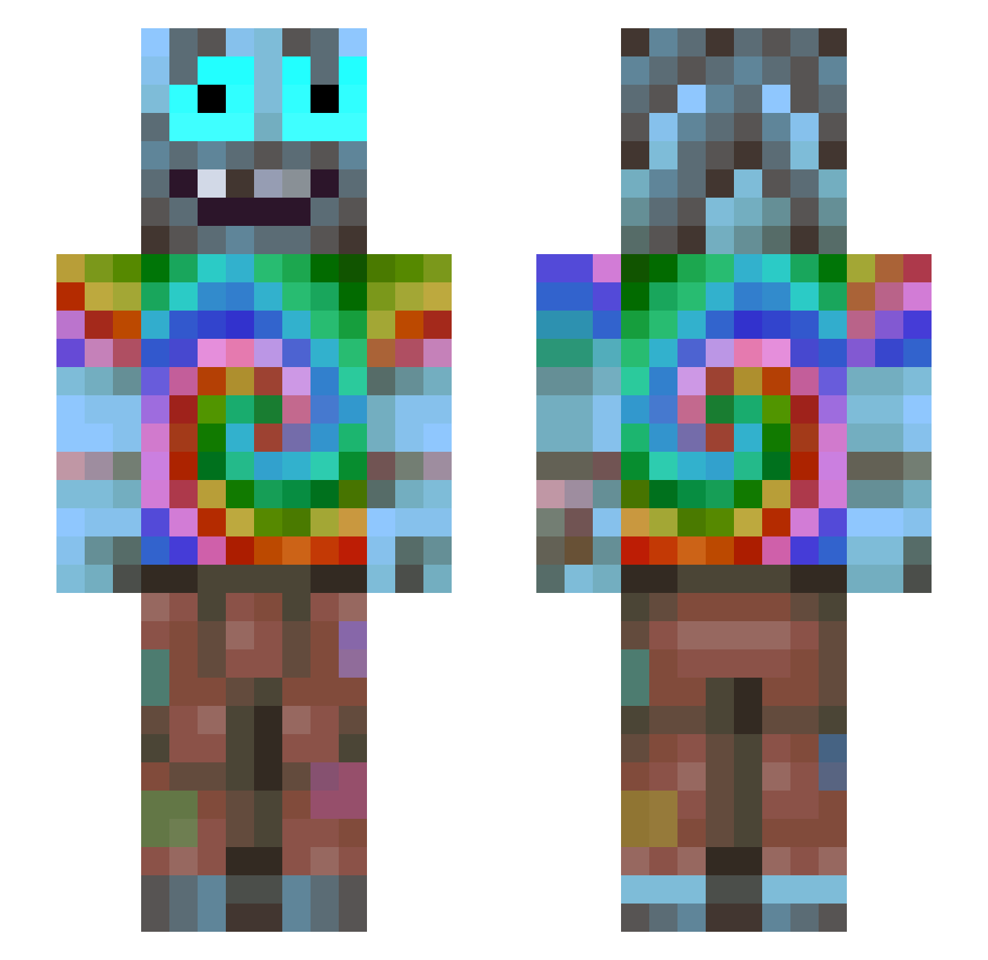 ZoidnBergg Minecraft skin, front and back view