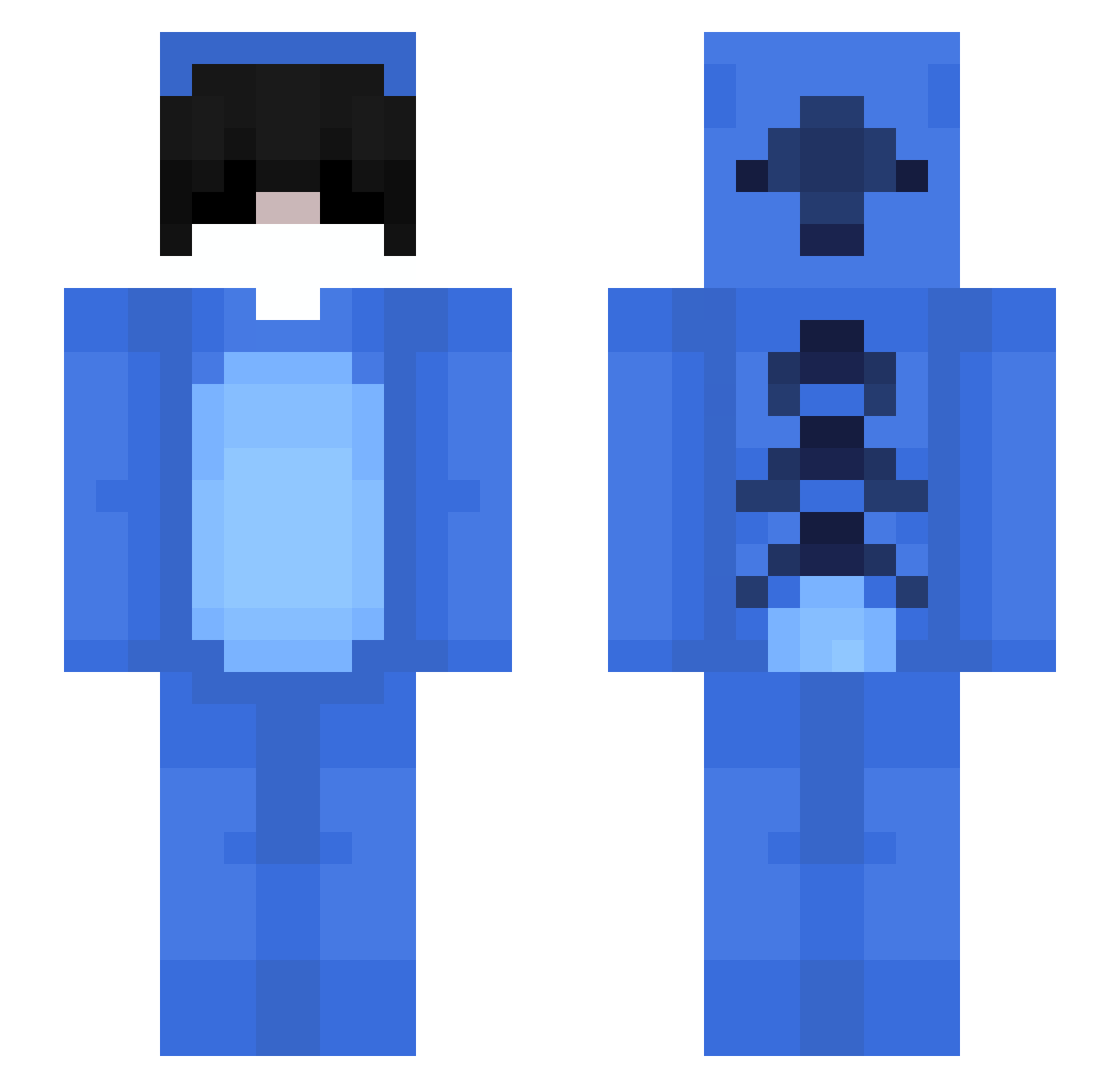 hackerv2 Minecraft skin, front and back view