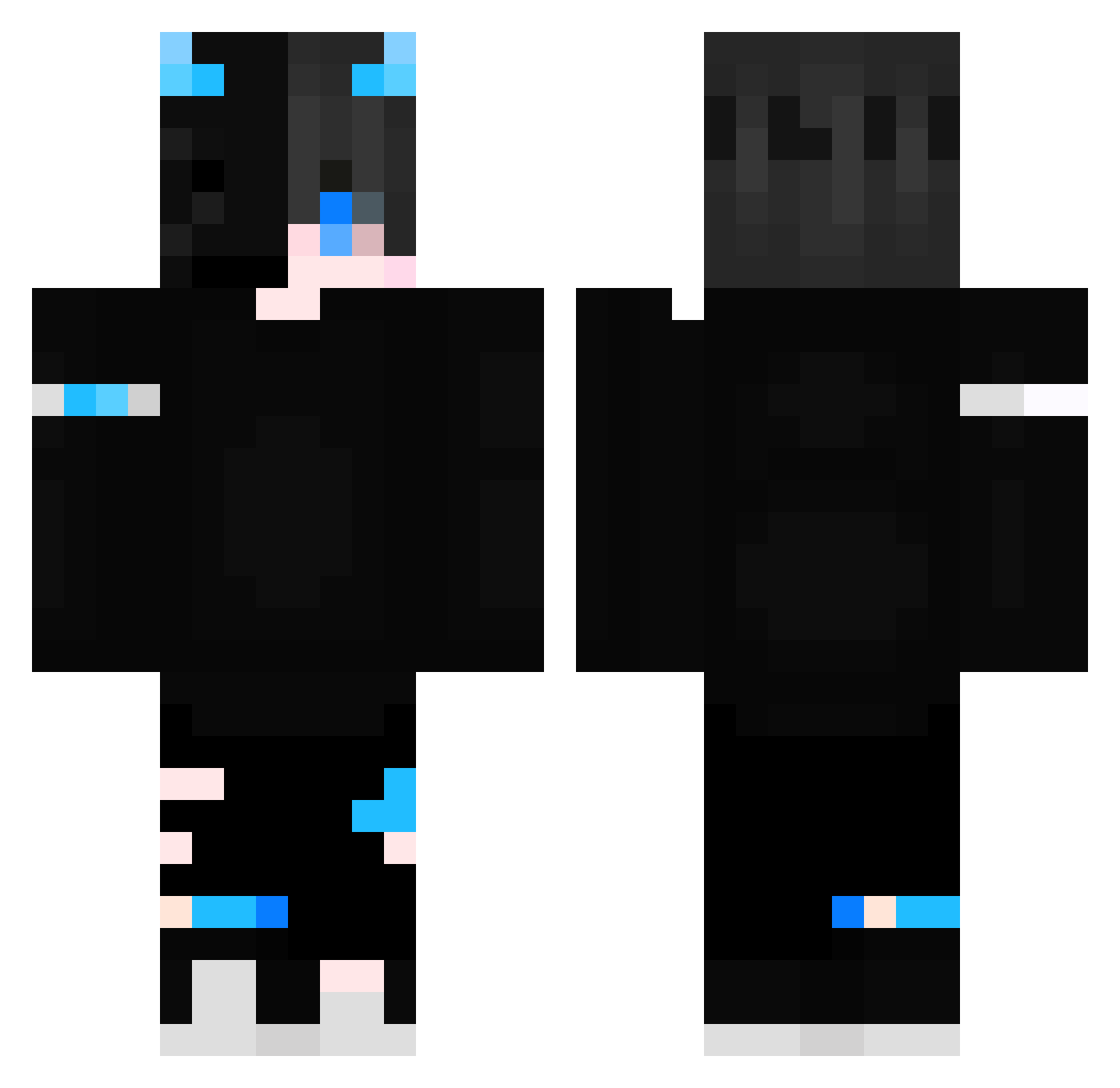 MikaTheOne Minecraft skin, front and back view