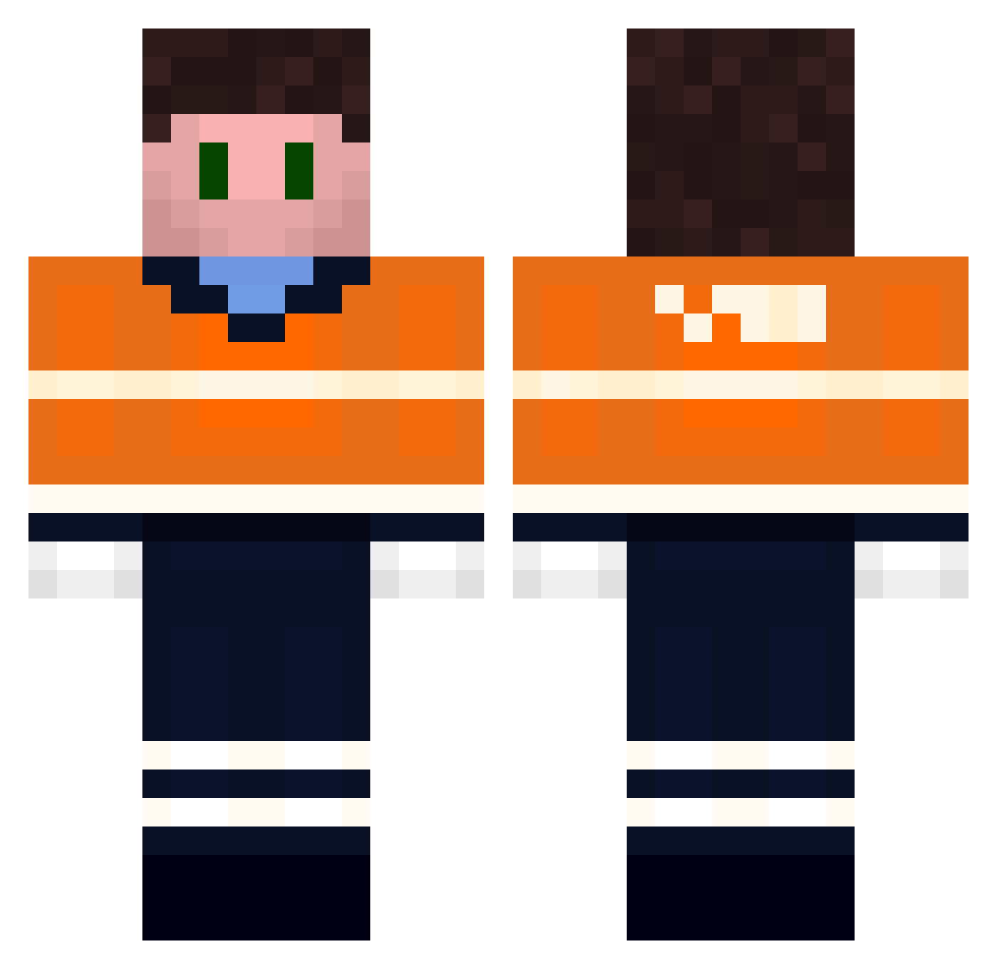 niramaze Minecraft skin, front and back view