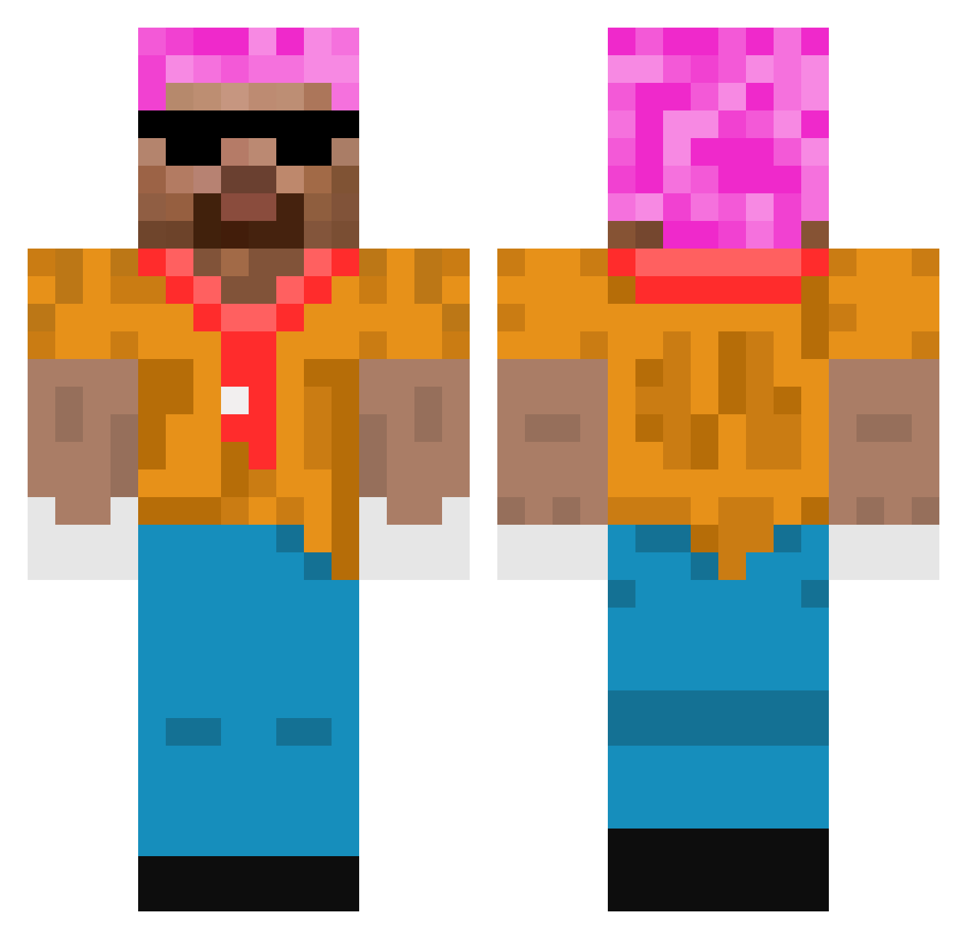CrazyMen Minecraft skin, front and back view