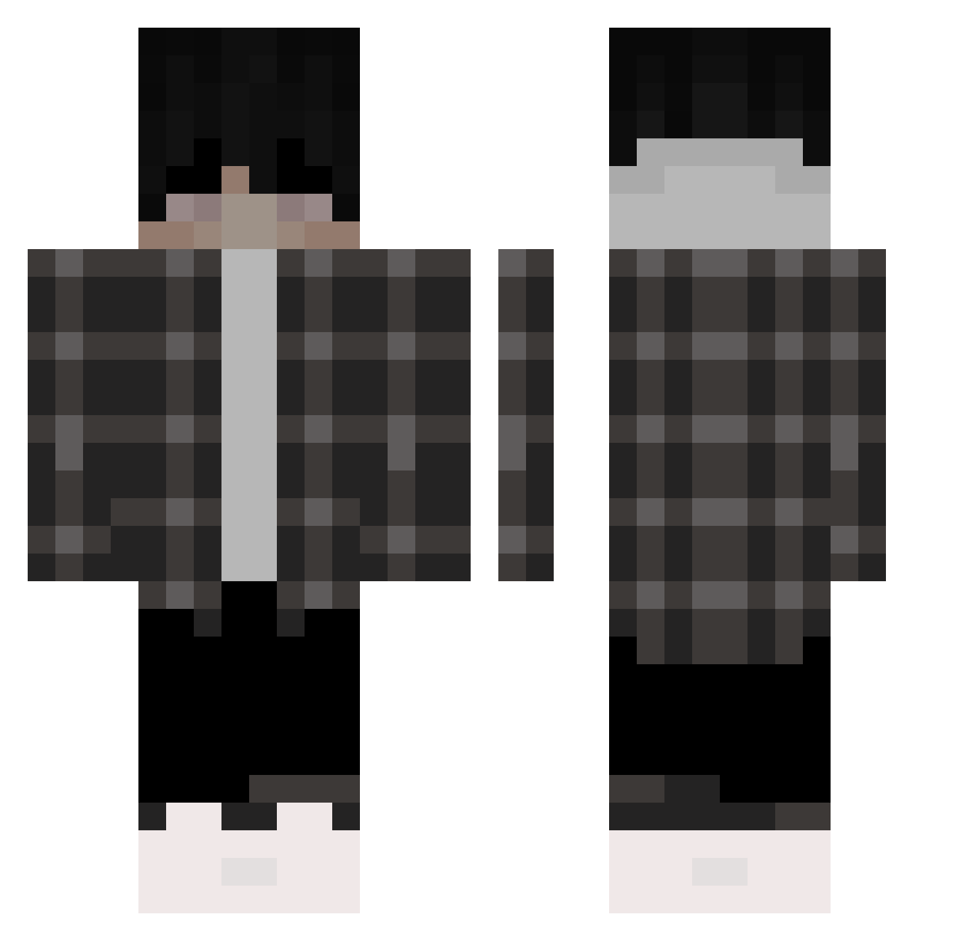 typped Minecraft skin, front and back view