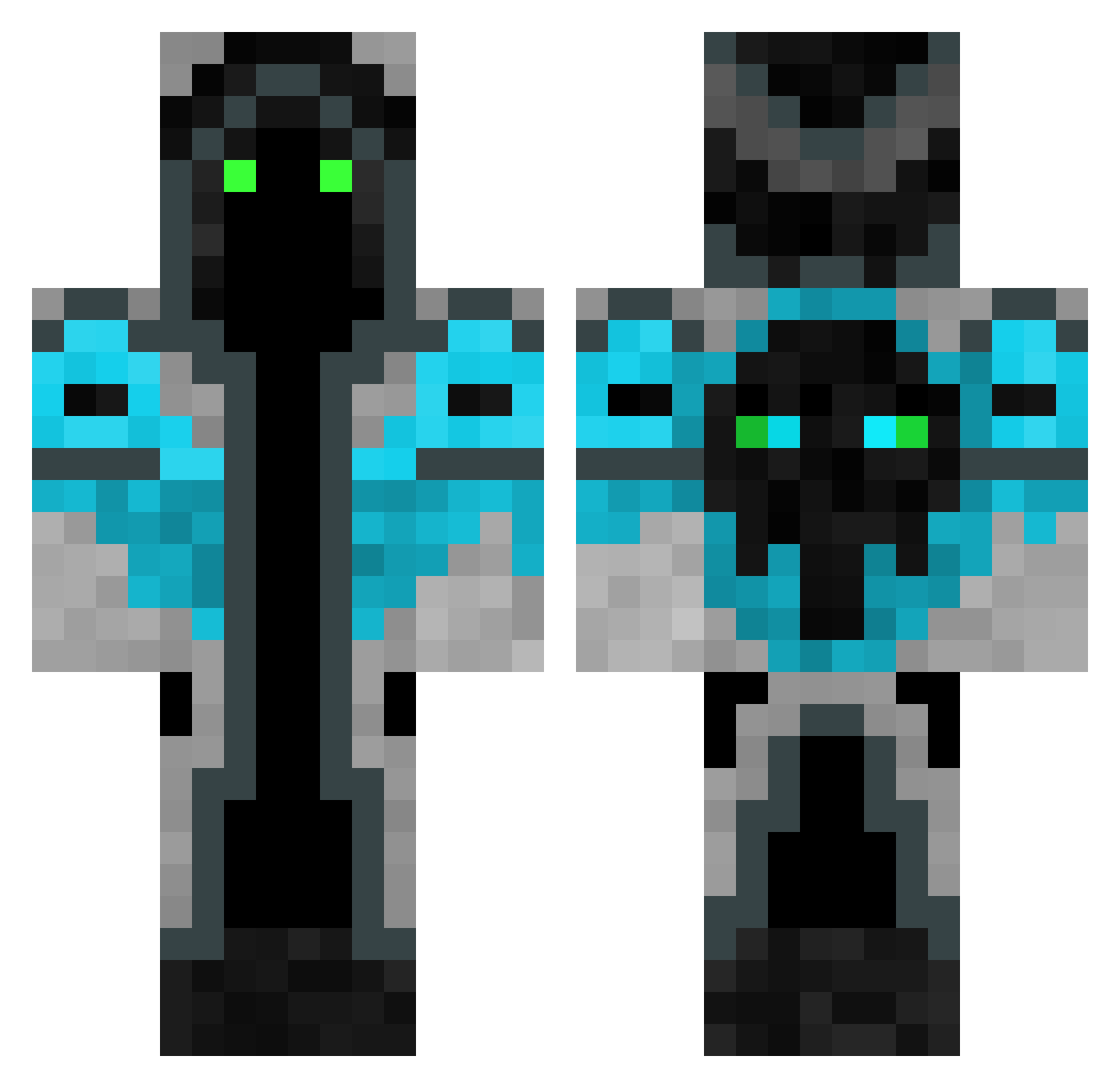Stargate24K Minecraft skin, front and back view