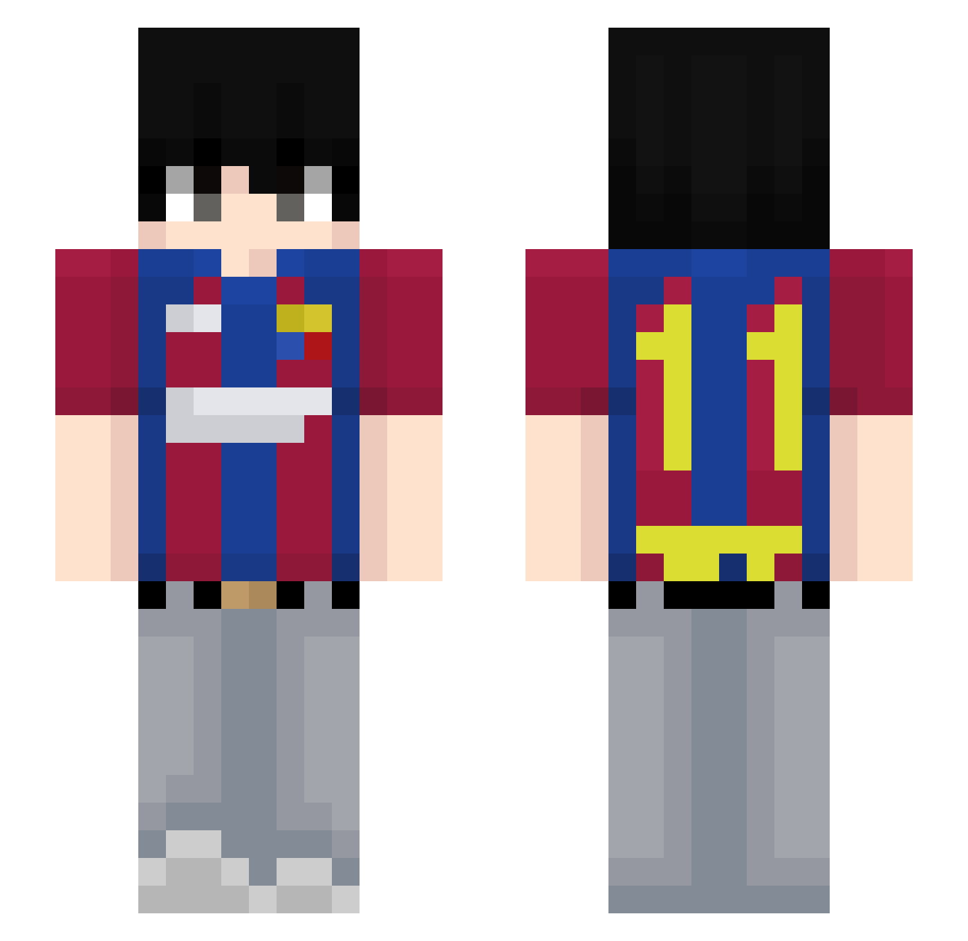 Alehw Minecraft skin, front and back view