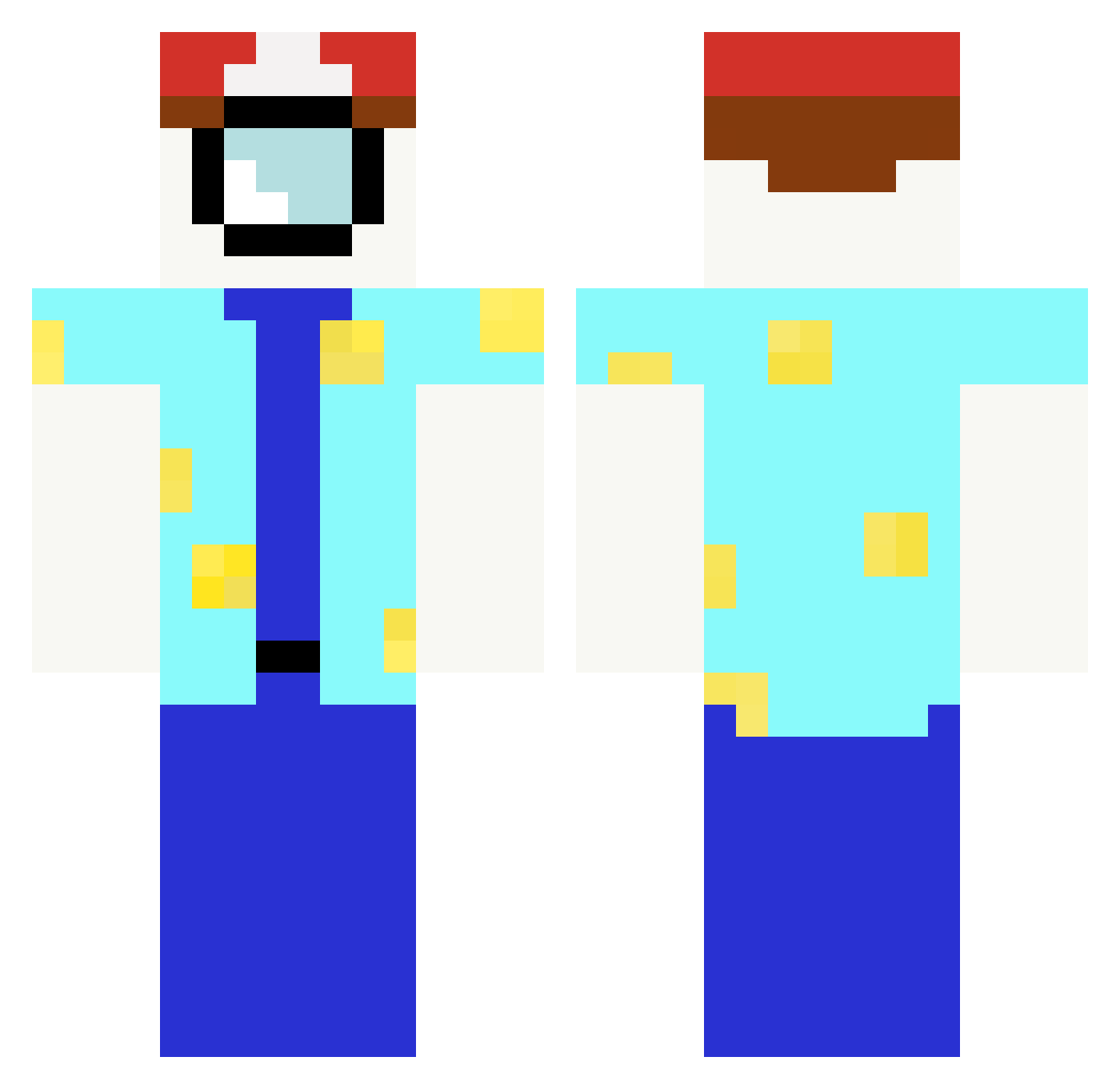 Nubert195 Minecraft skin, front and back view