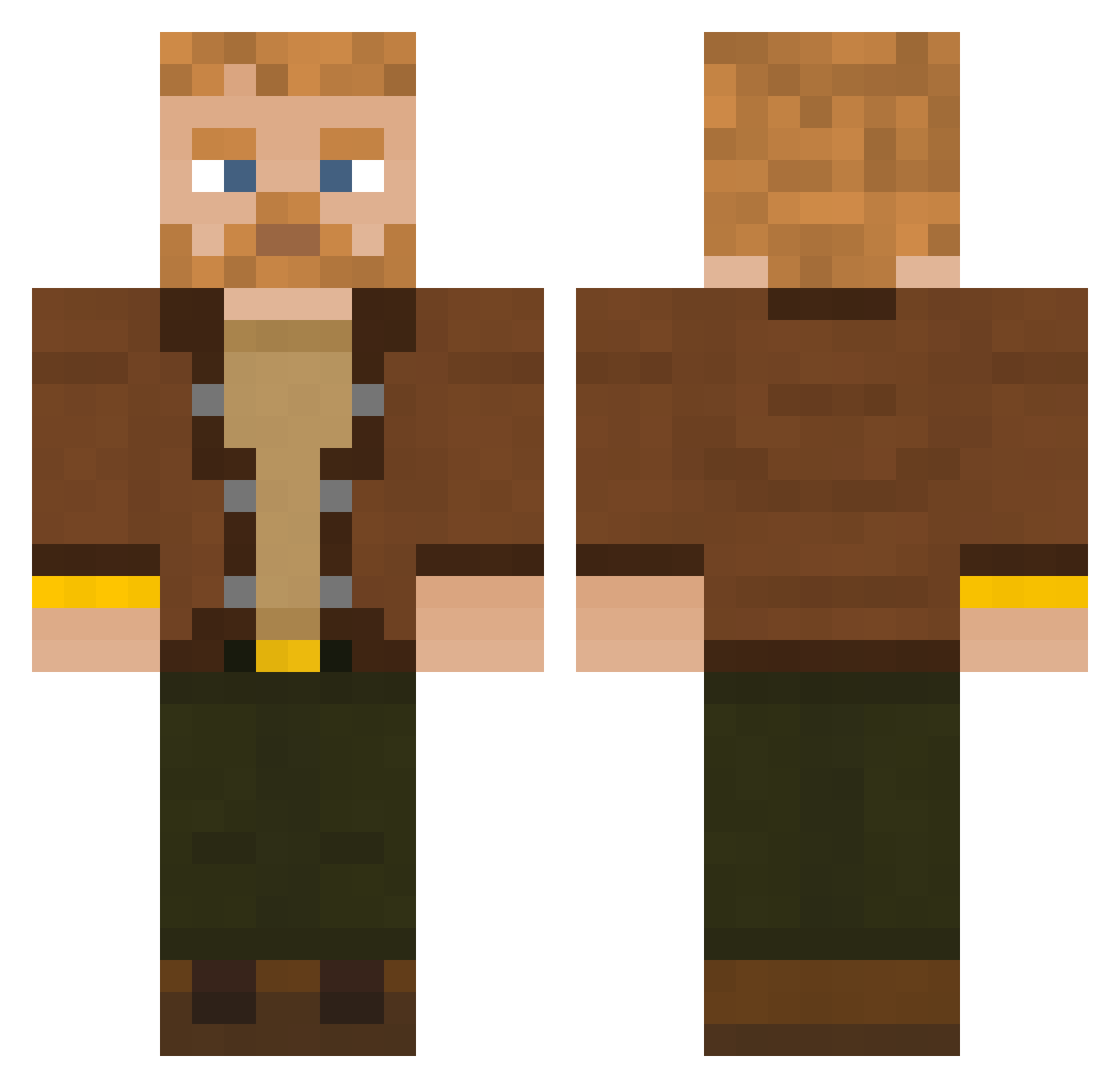 Ryan_the_Snail Minecraft skin, front and back view