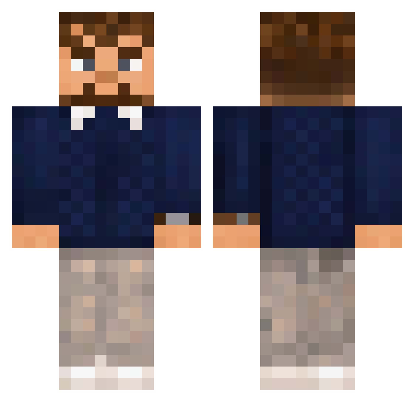 Revliss Minecraft skin, front and back view