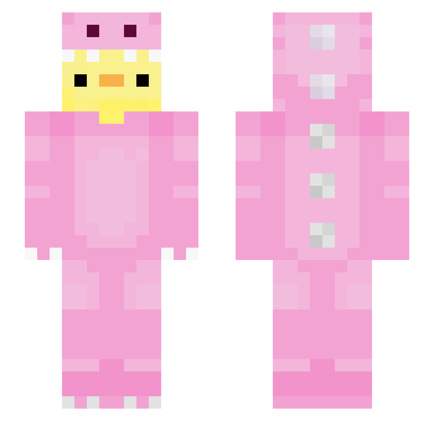 Ch1ckan Minecraft skin, front and back view