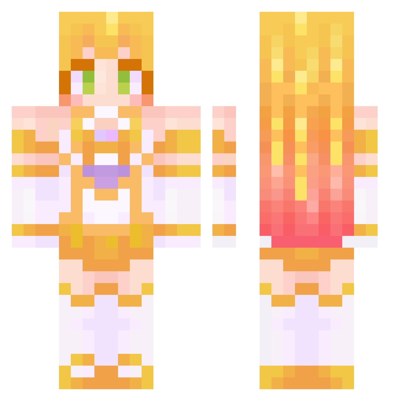 Floofybutts Minecraft skin, front and back view