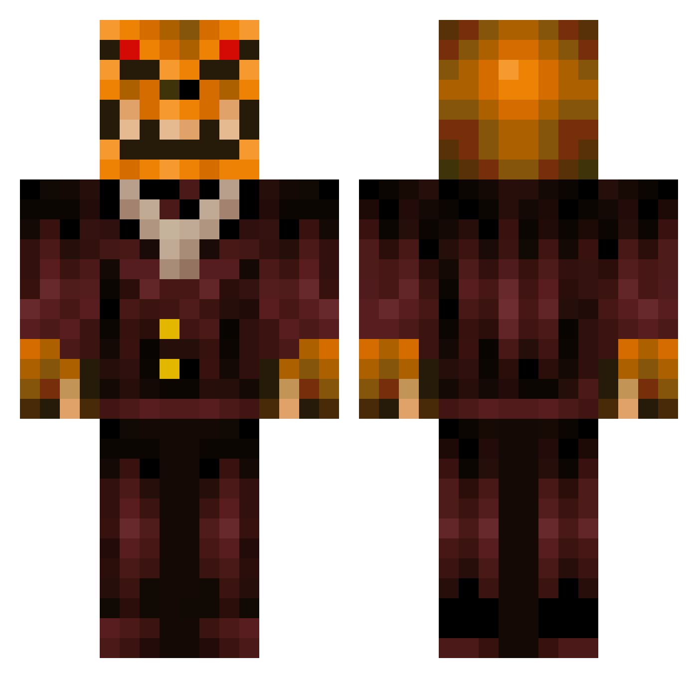 Valdrogo Minecraft skin, front and back view