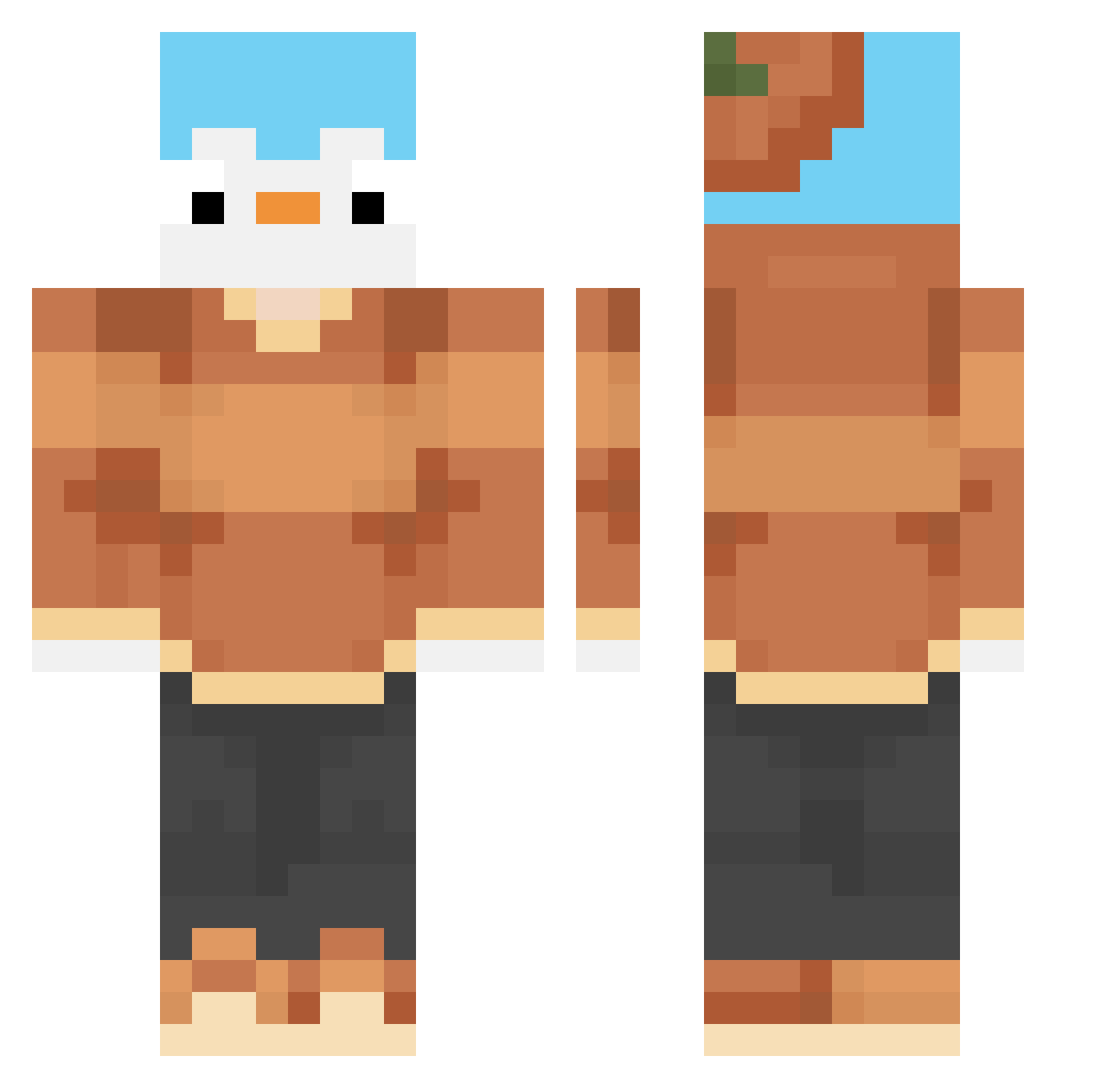 SpxChaos Minecraft skin, front and back view