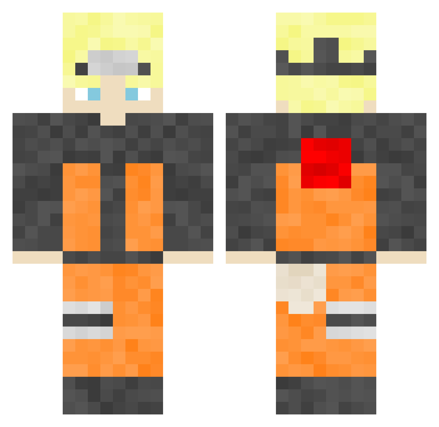 PokeSkyyz Minecraft skin, front and back view