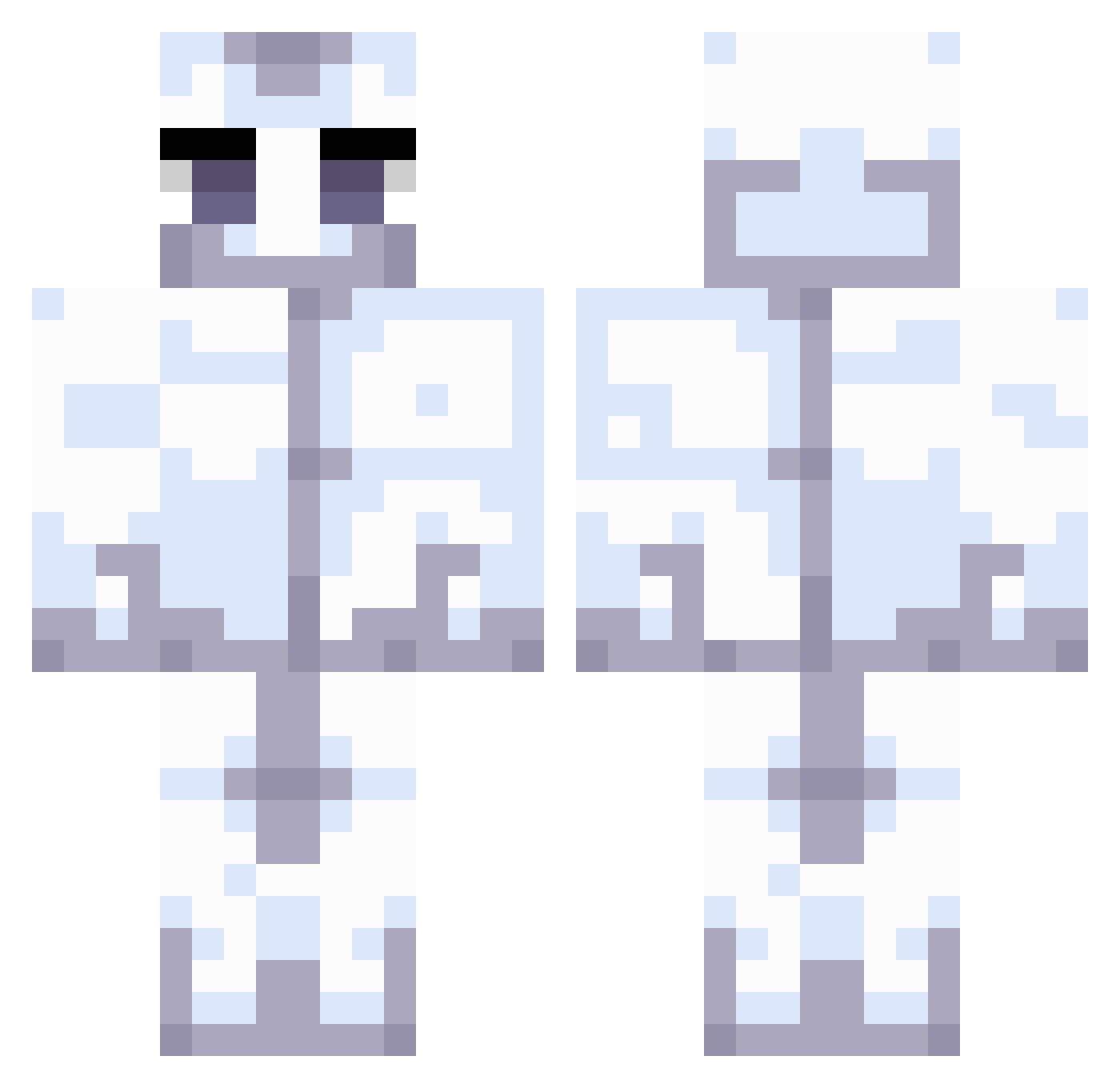 SkyBlanket Minecraft skin, front and back view