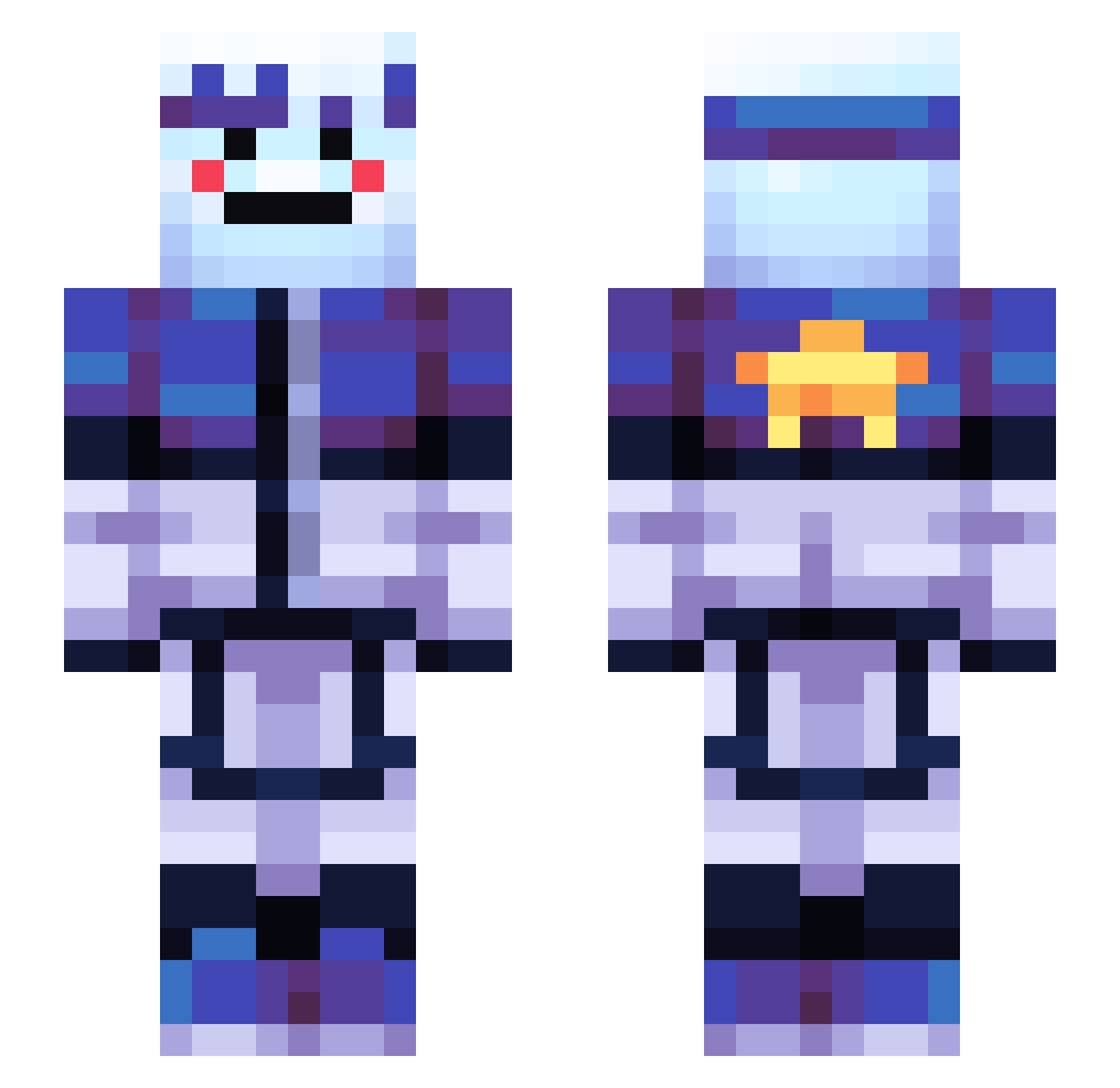 TestActet Minecraft skin, front and back view