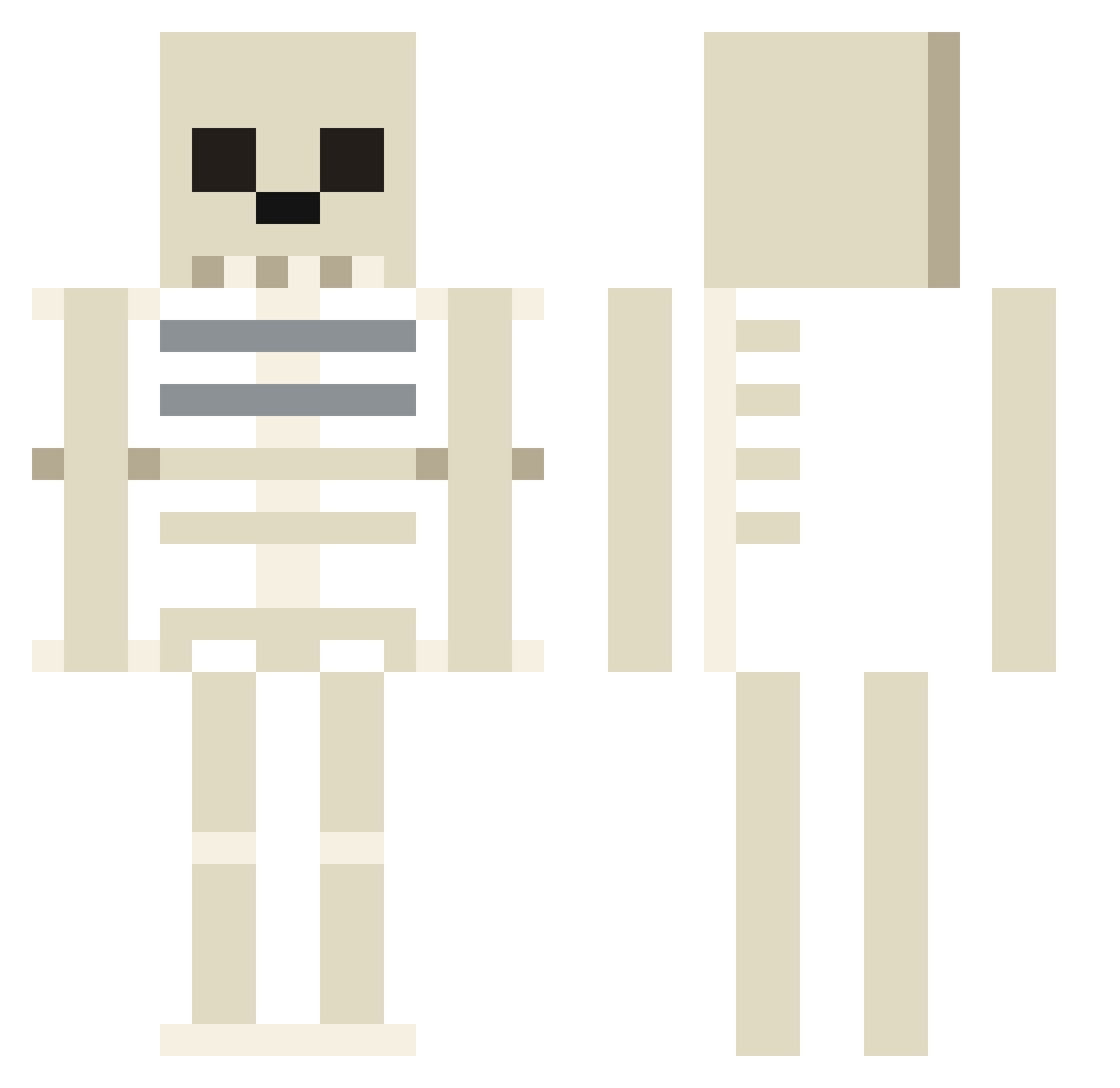 Czaszkobujca Minecraft skin, front and back view