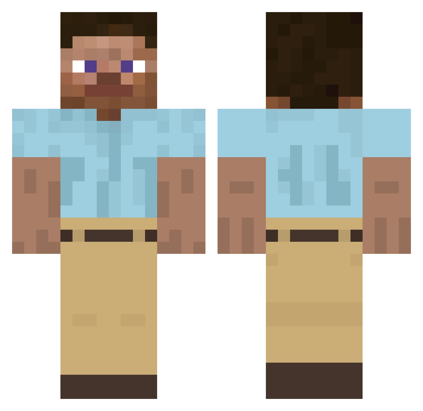 Sulmino Minecraft skin, front and back view
