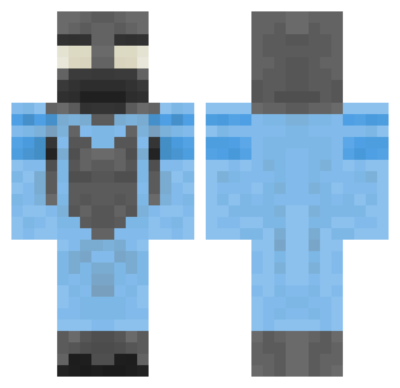 TechoEcho Minecraft skin, front and back view