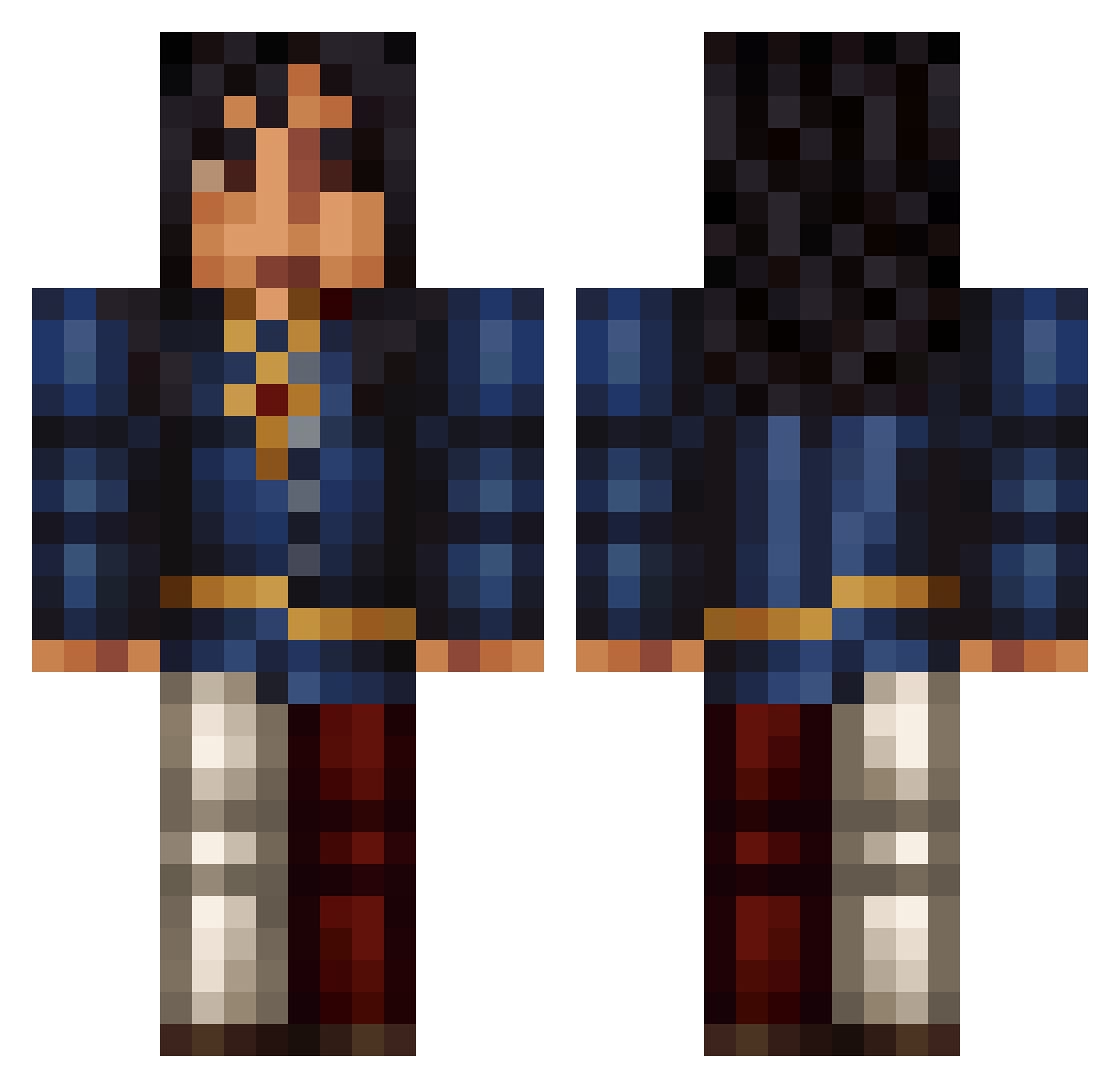 Brigandry Minecraft skin, front and back view