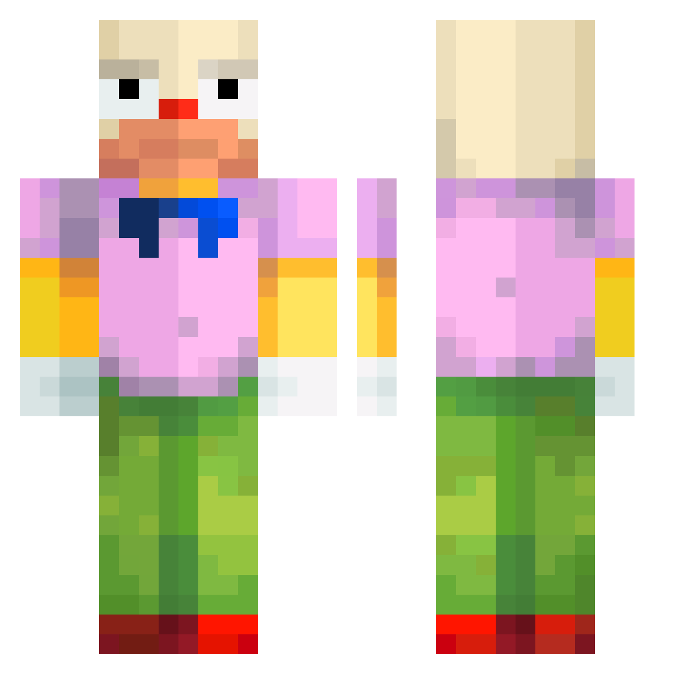 SoleRu Minecraft skin, front and back view