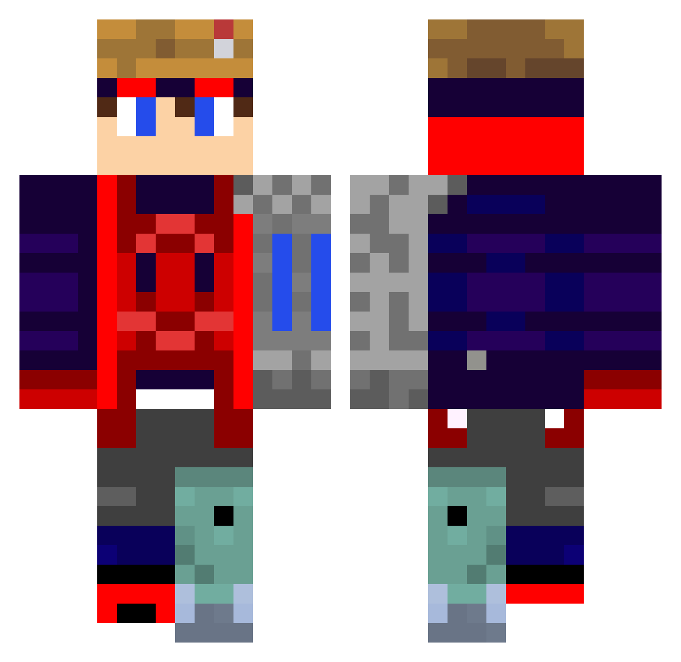 SpiderFT Minecraft skin, front and back view