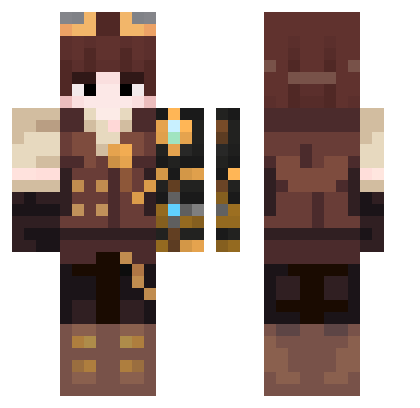 Frostkorts Minecraft skin, front and back view