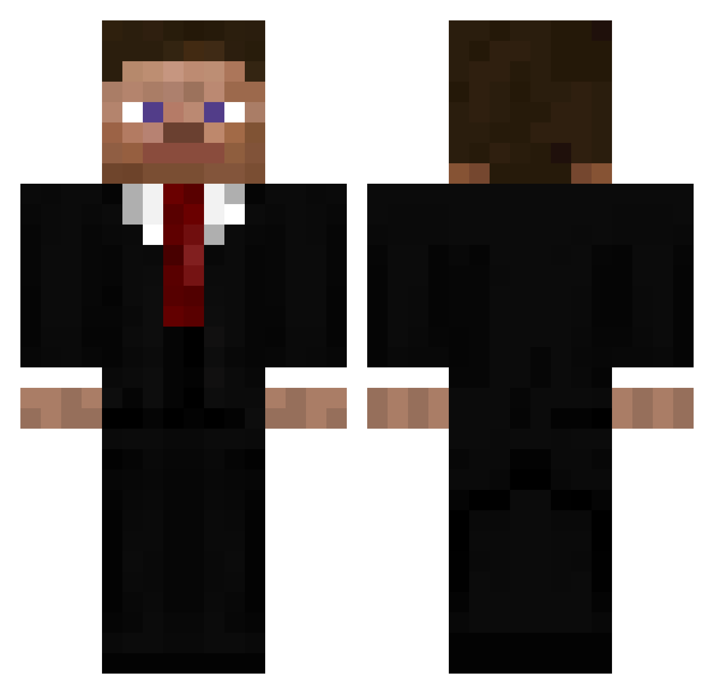 PlMikos Minecraft skin, front and back view