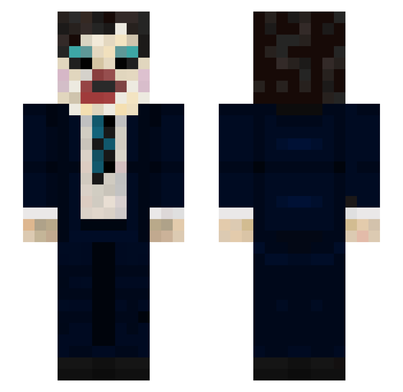 Precessions Minecraft skin, front and back view