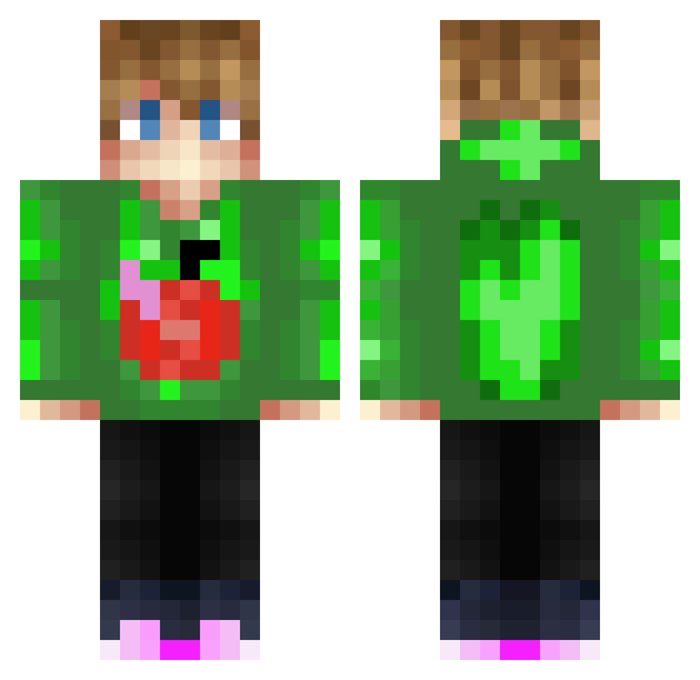 BSmoky Minecraft skin, front and back view