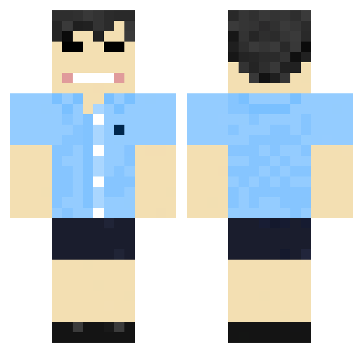 DMBD Minecraft skin, front and back view