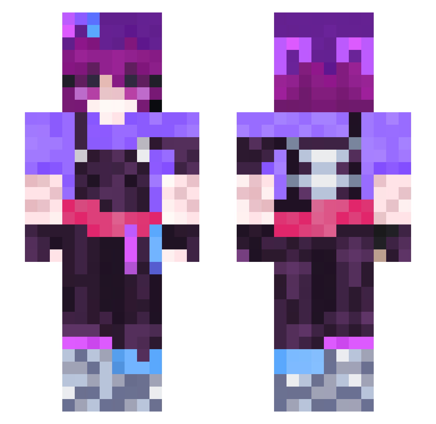 ventuxho Minecraft skin, front and back view