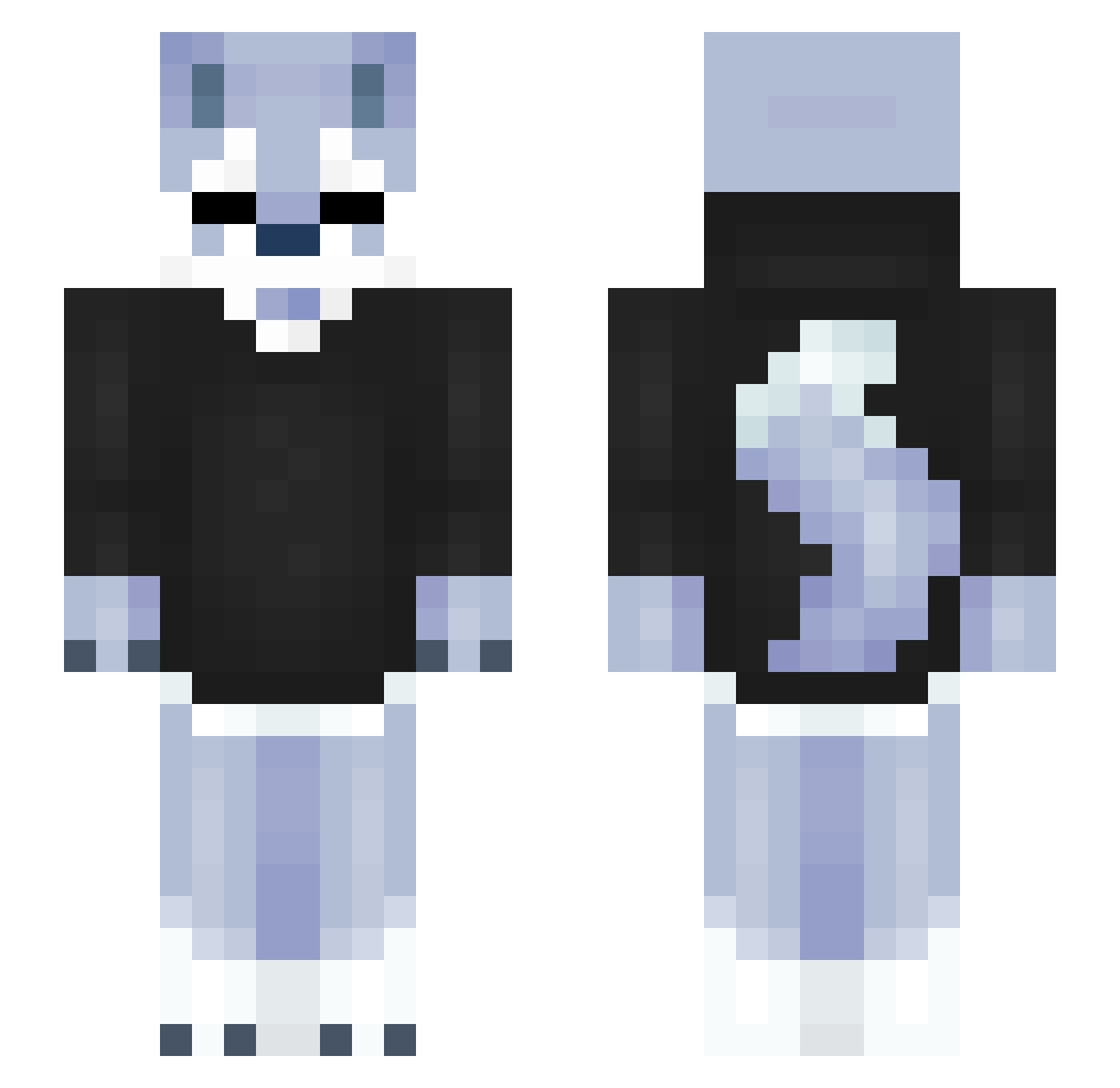 TakeUsNow Minecraft skin, front and back view