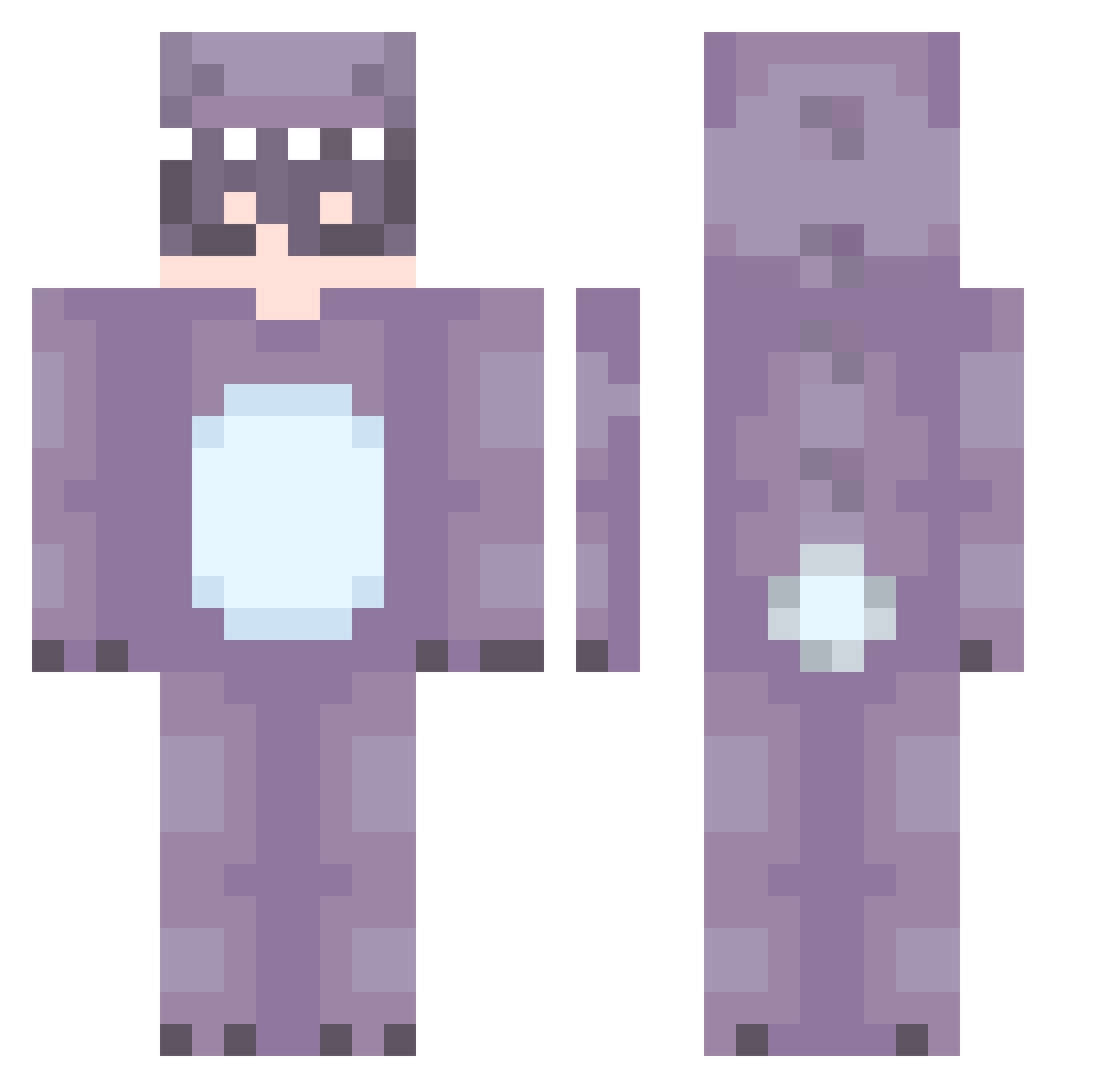 ragnampiza Minecraft skin, front and back view