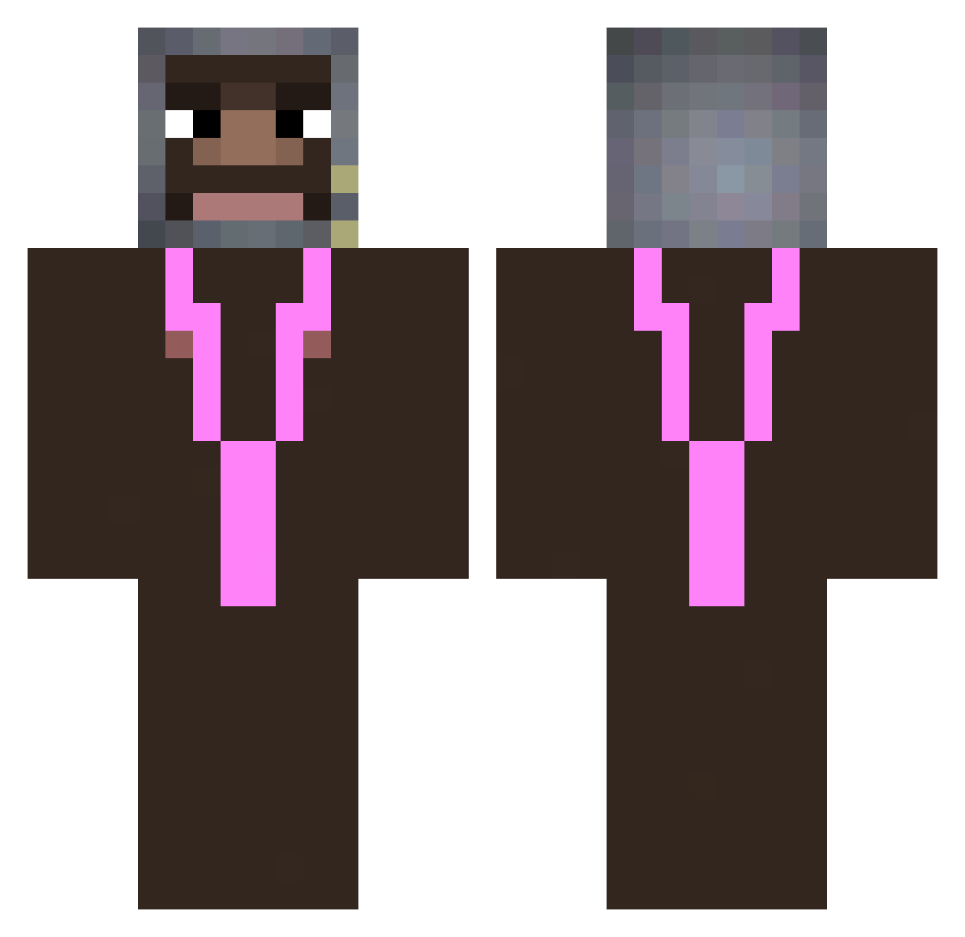 JustRandal Minecraft skin, front and back view
