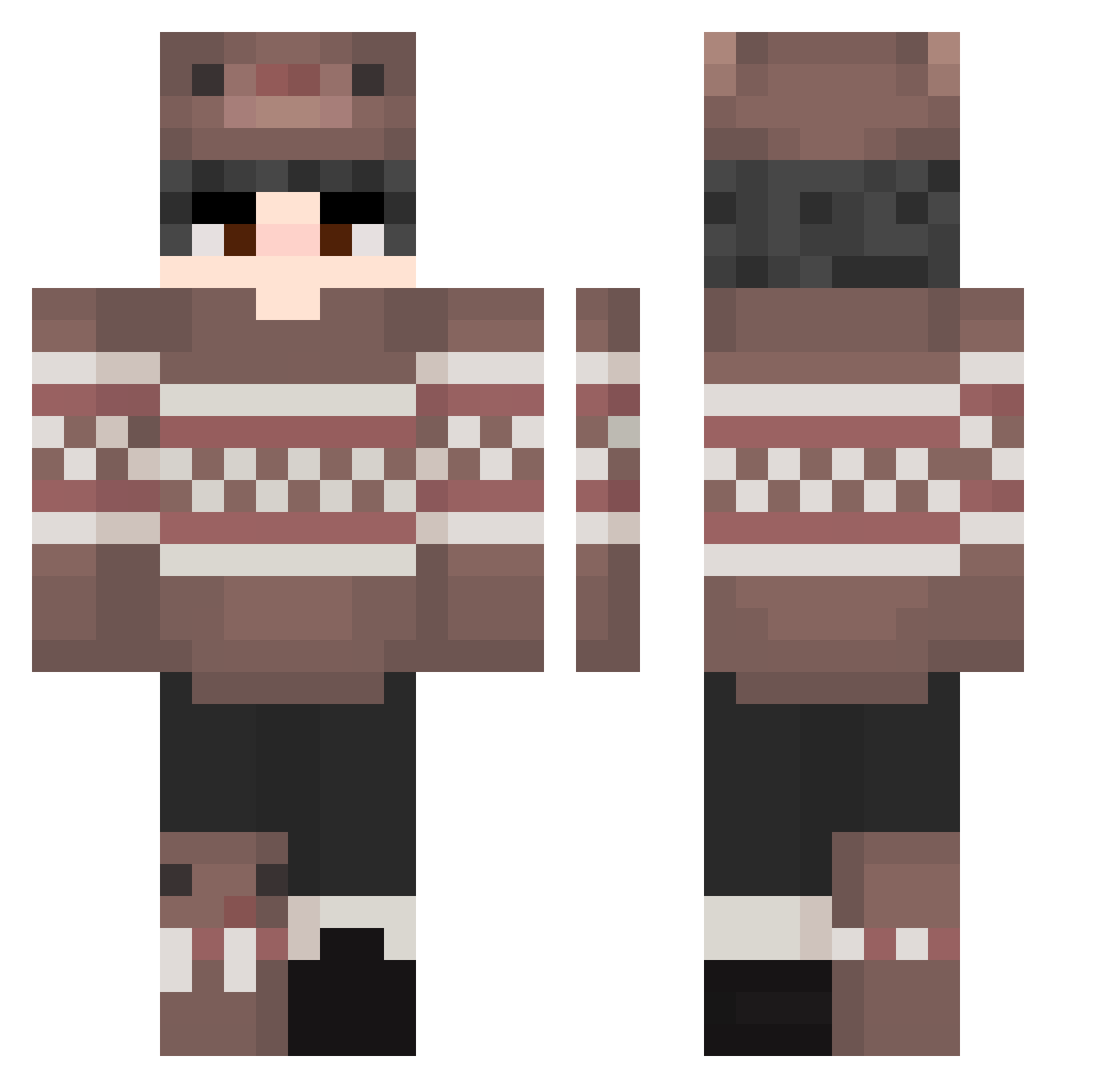 xwarc Minecraft skin, front and back view