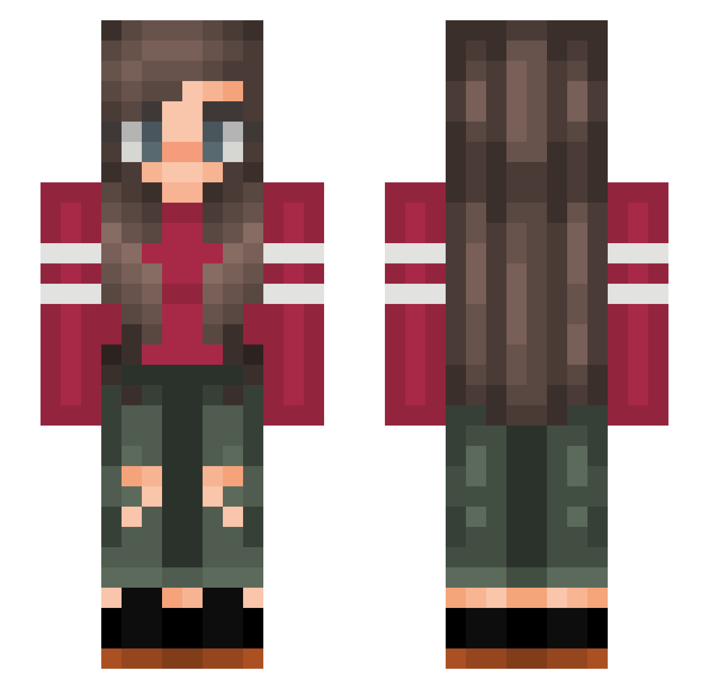 FlauschyHase Minecraft skin, front and back view