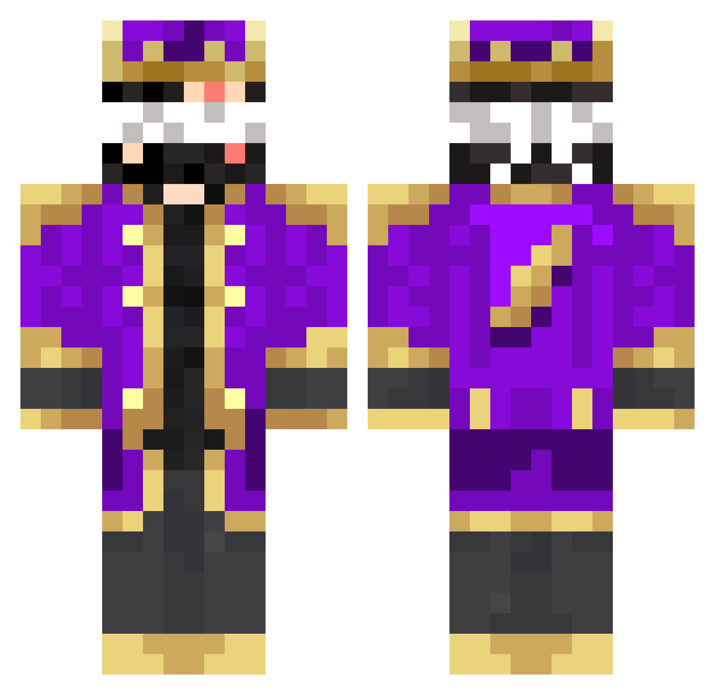 VeelWoede Minecraft skin, front and back view