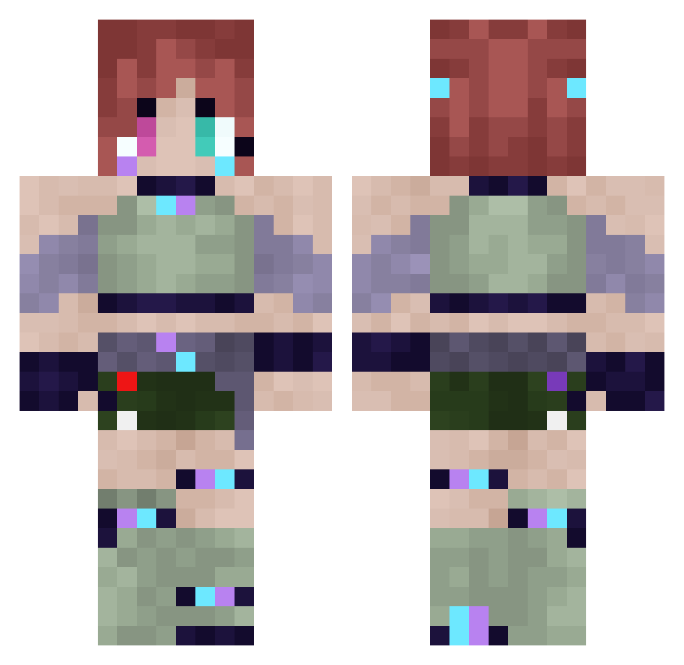 Xluna_moonX Minecraft skin, front and back view