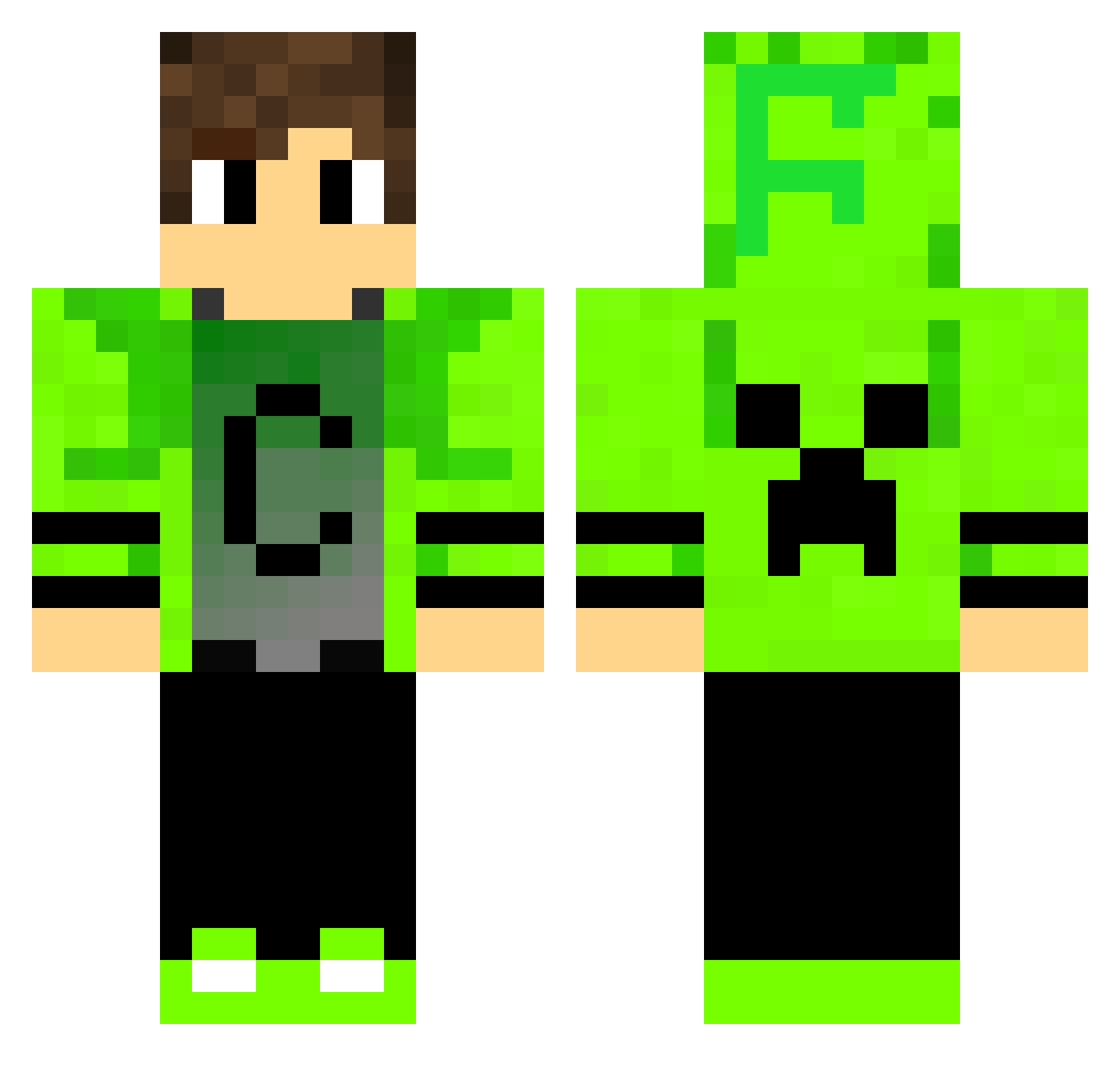 SquarerMoney845 Minecraft skin, front and back view