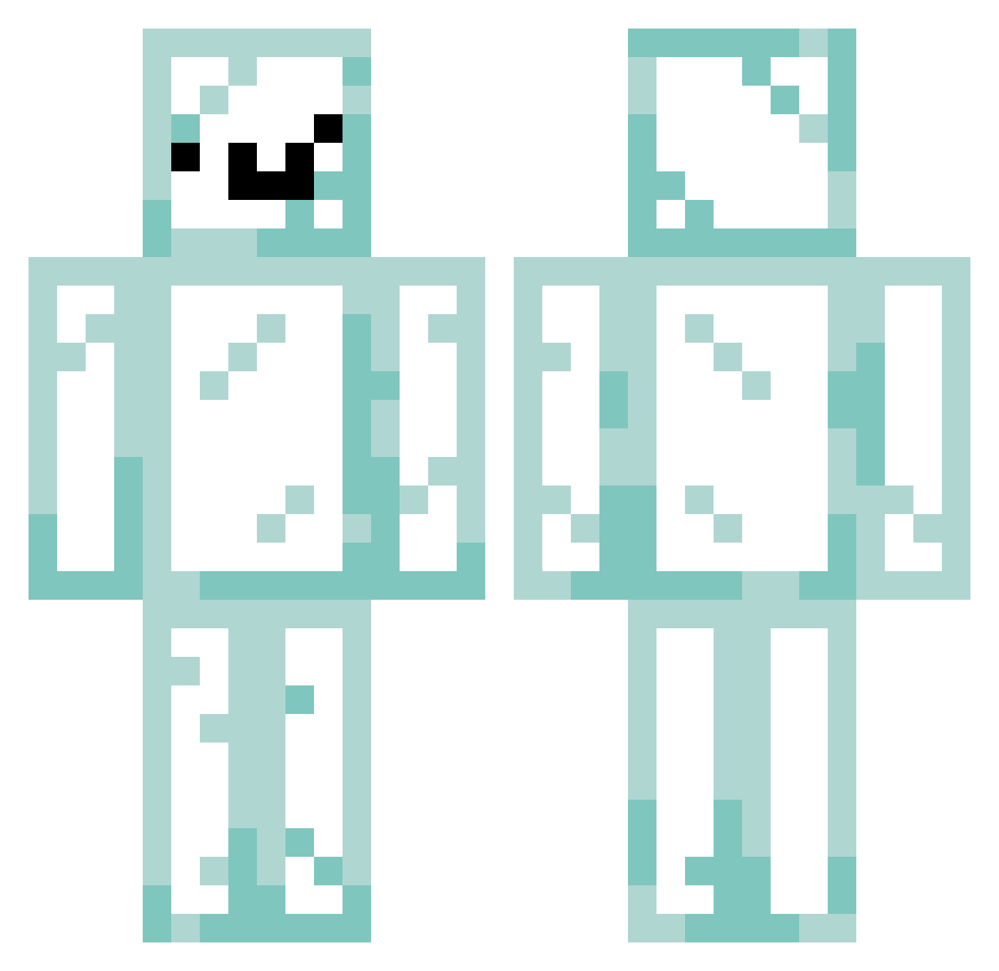 wauuu Minecraft skin, front and back view