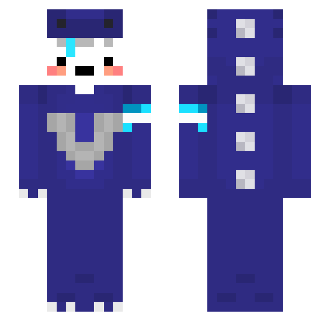 SkyBlue_Vek Minecraft skin, front and back view