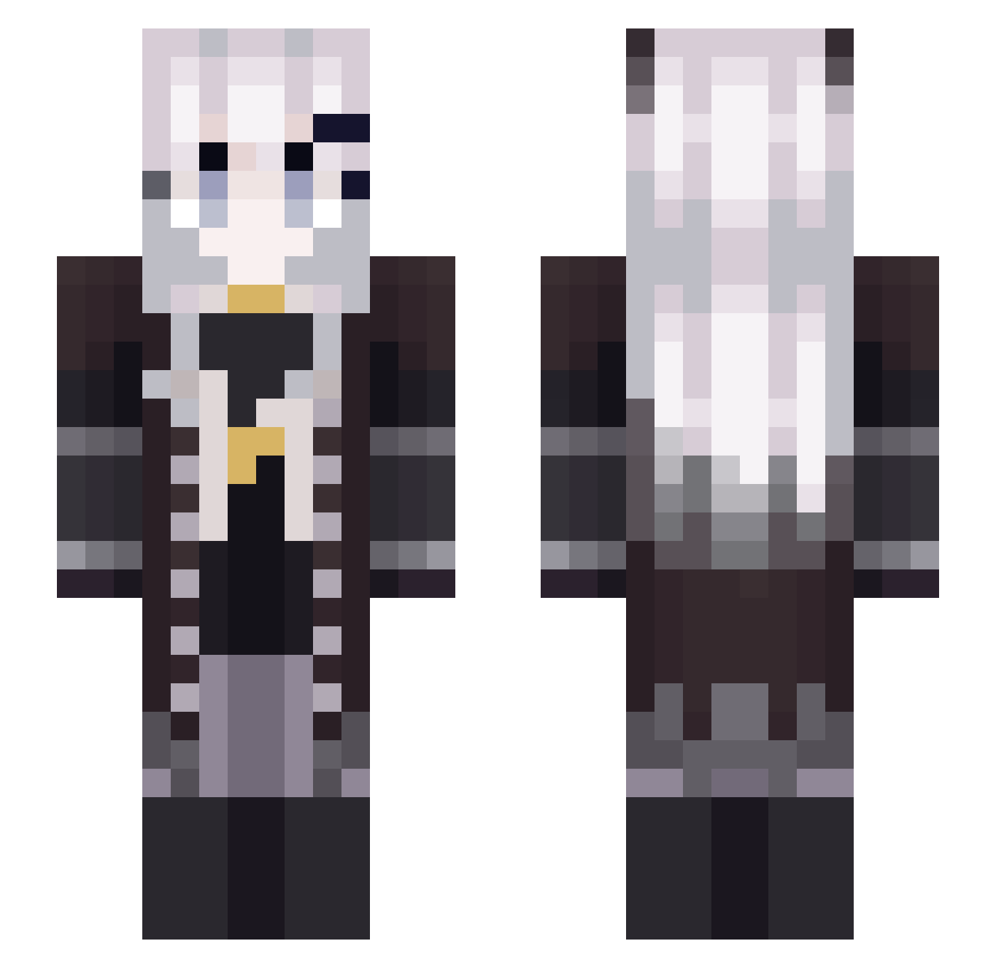 Puritzel Minecraft skin, front and back view