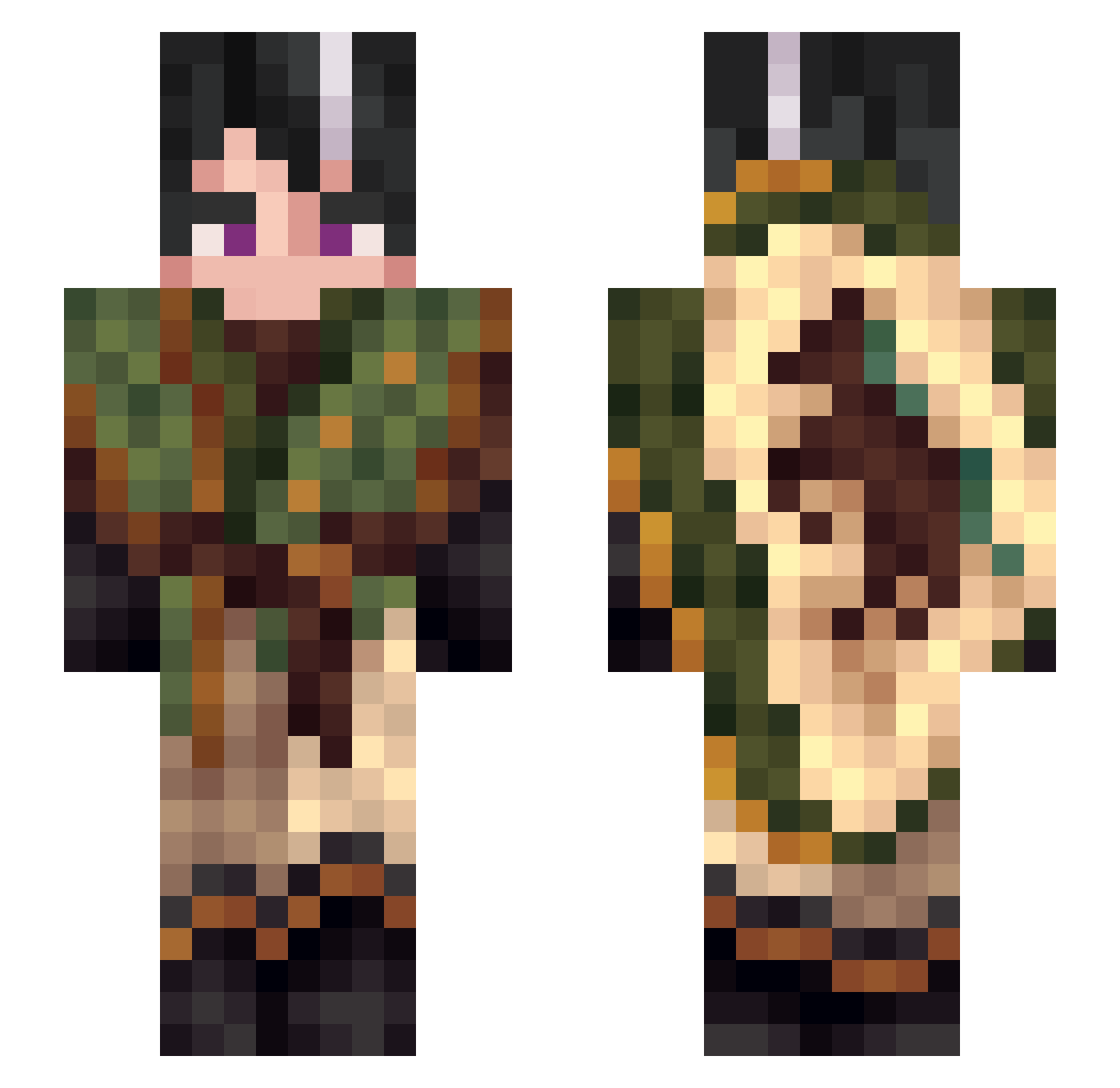 Sxnsee Minecraft skin, front and back view