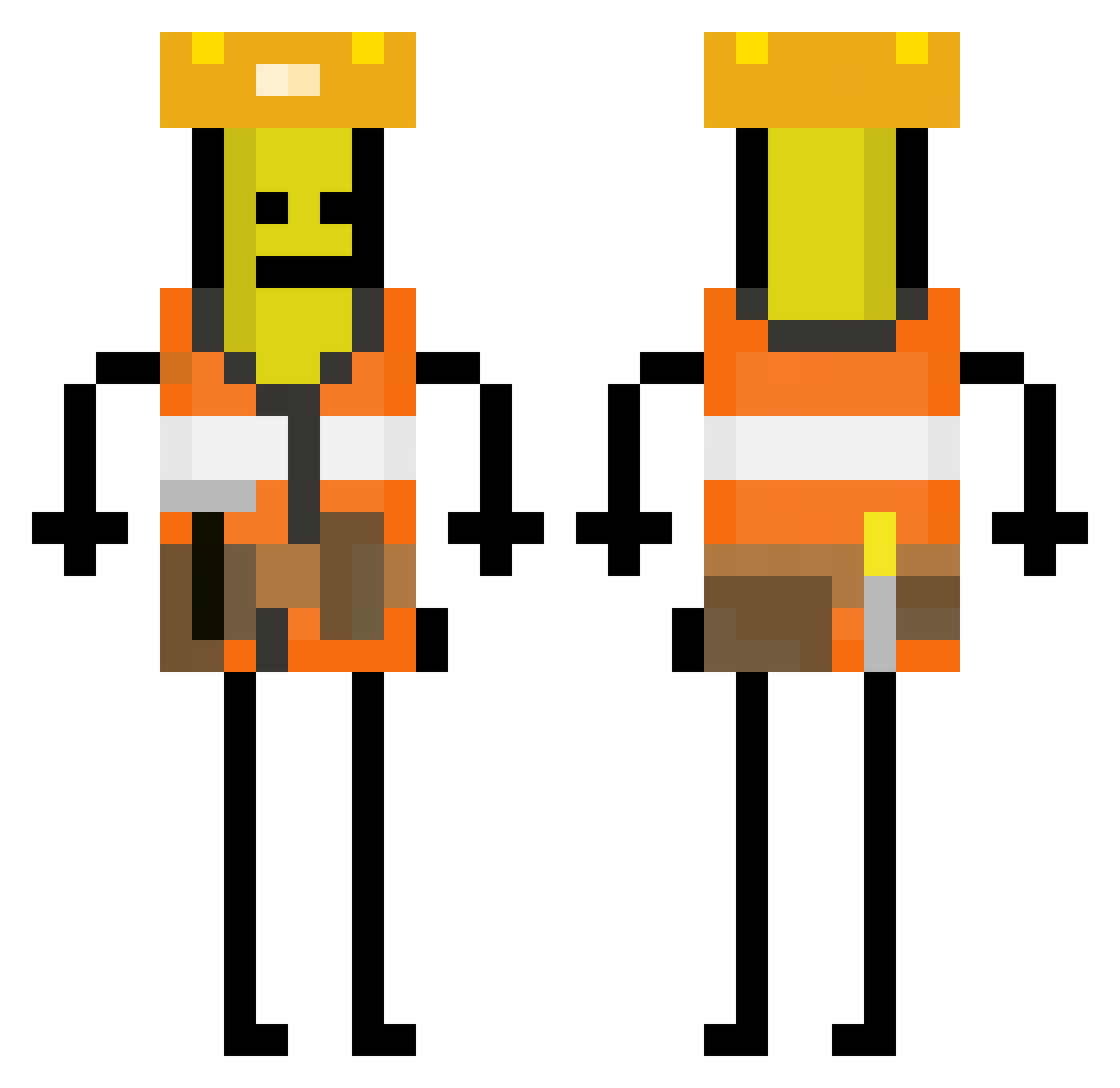 Klaiks Minecraft skin, front and back view