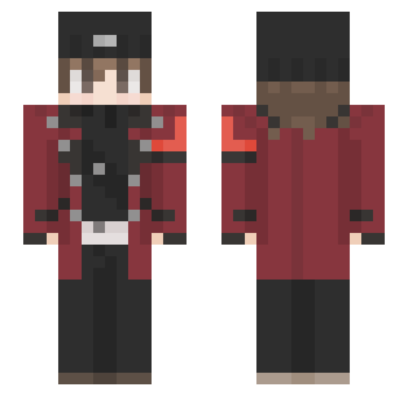 Trapperooo Minecraft skin, front and back view