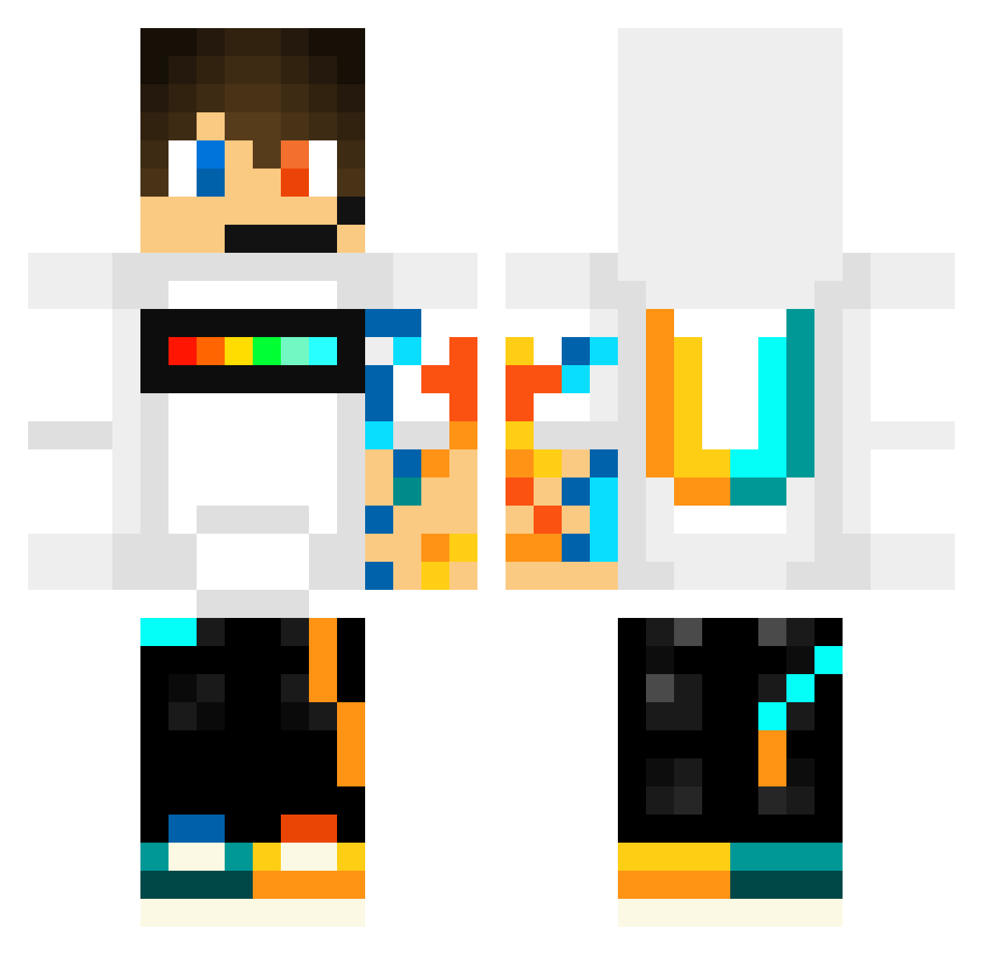 undergamer64 Minecraft skin, front and back view